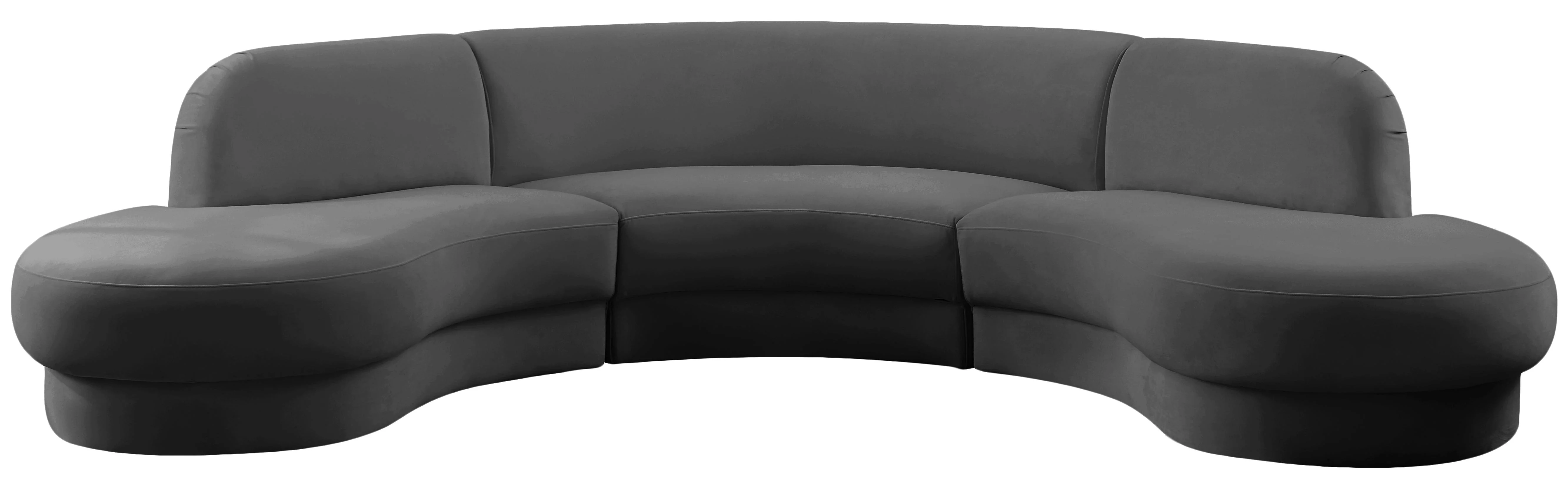 Rosa Grey Velvet 3pc. Sectional (3 Boxes) - Image 4