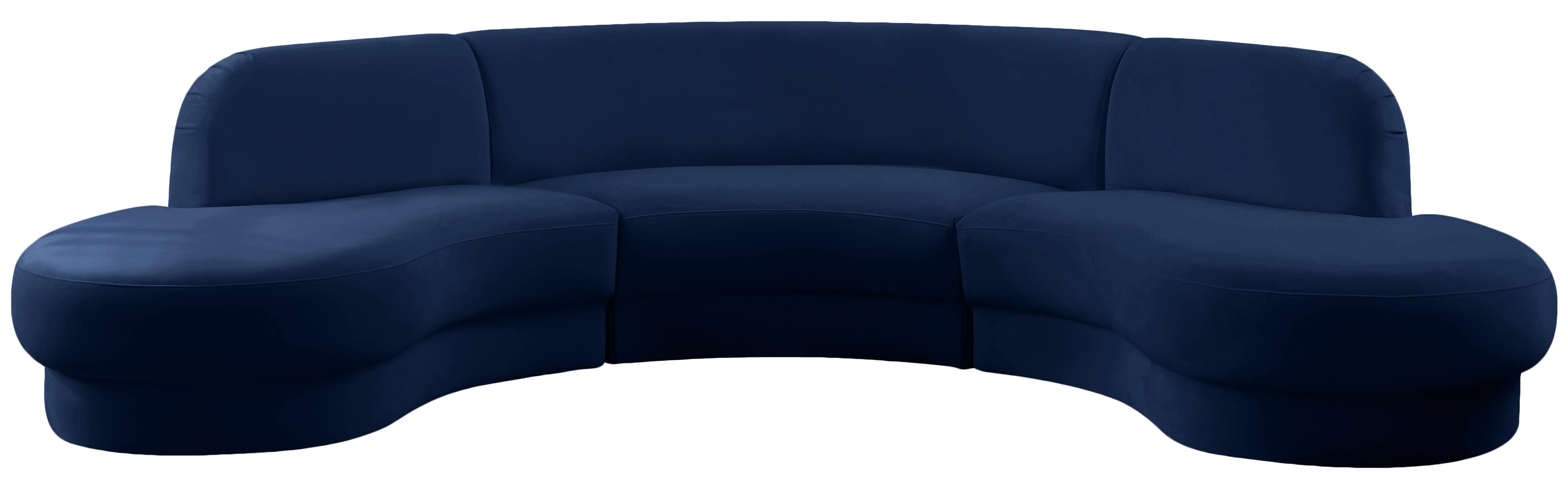 Rosa Navy Velvet 3pc. Sectional (3 Boxes) - Image 4