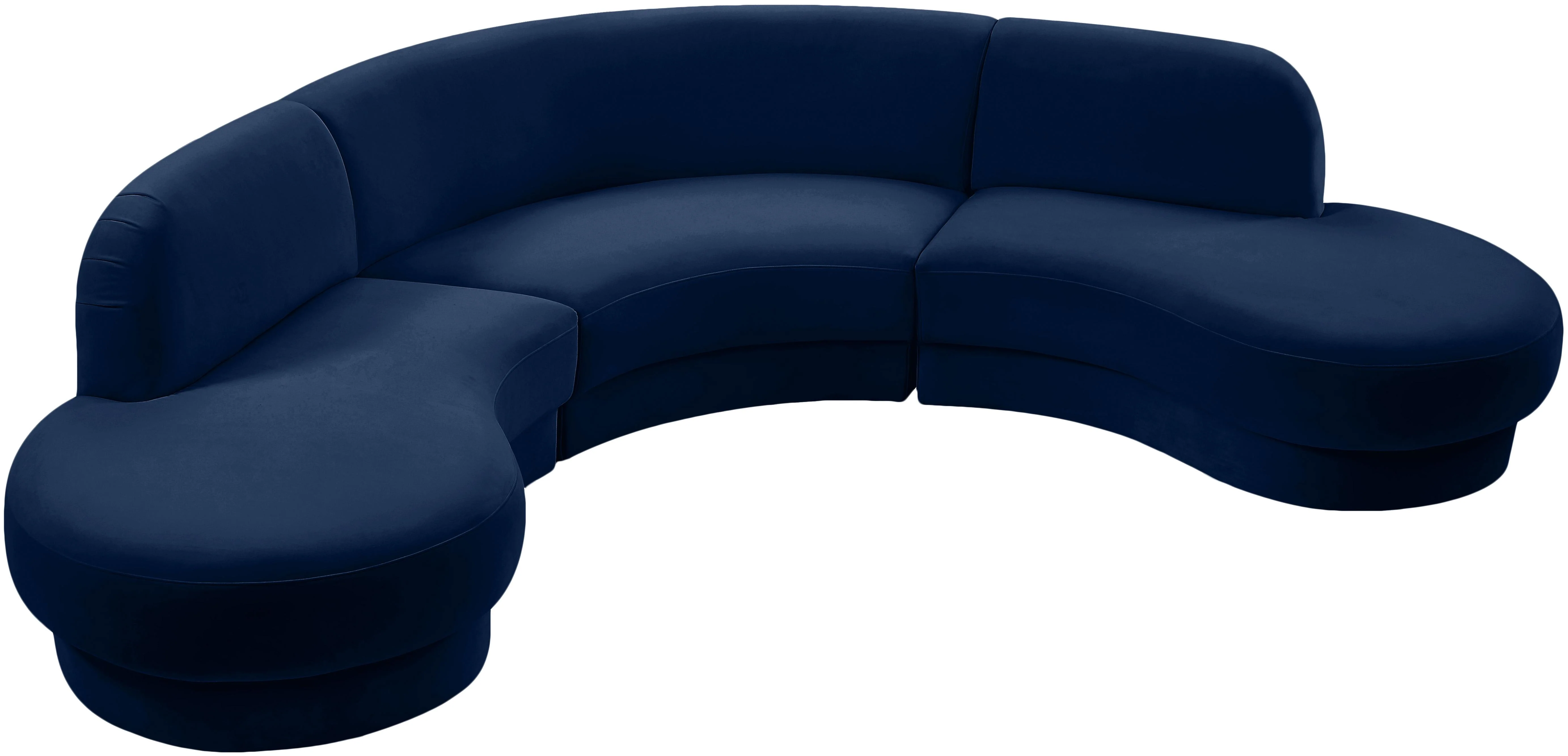 Rosa Navy Velvet 3pc. Sectional (3 Boxes) - Image 5