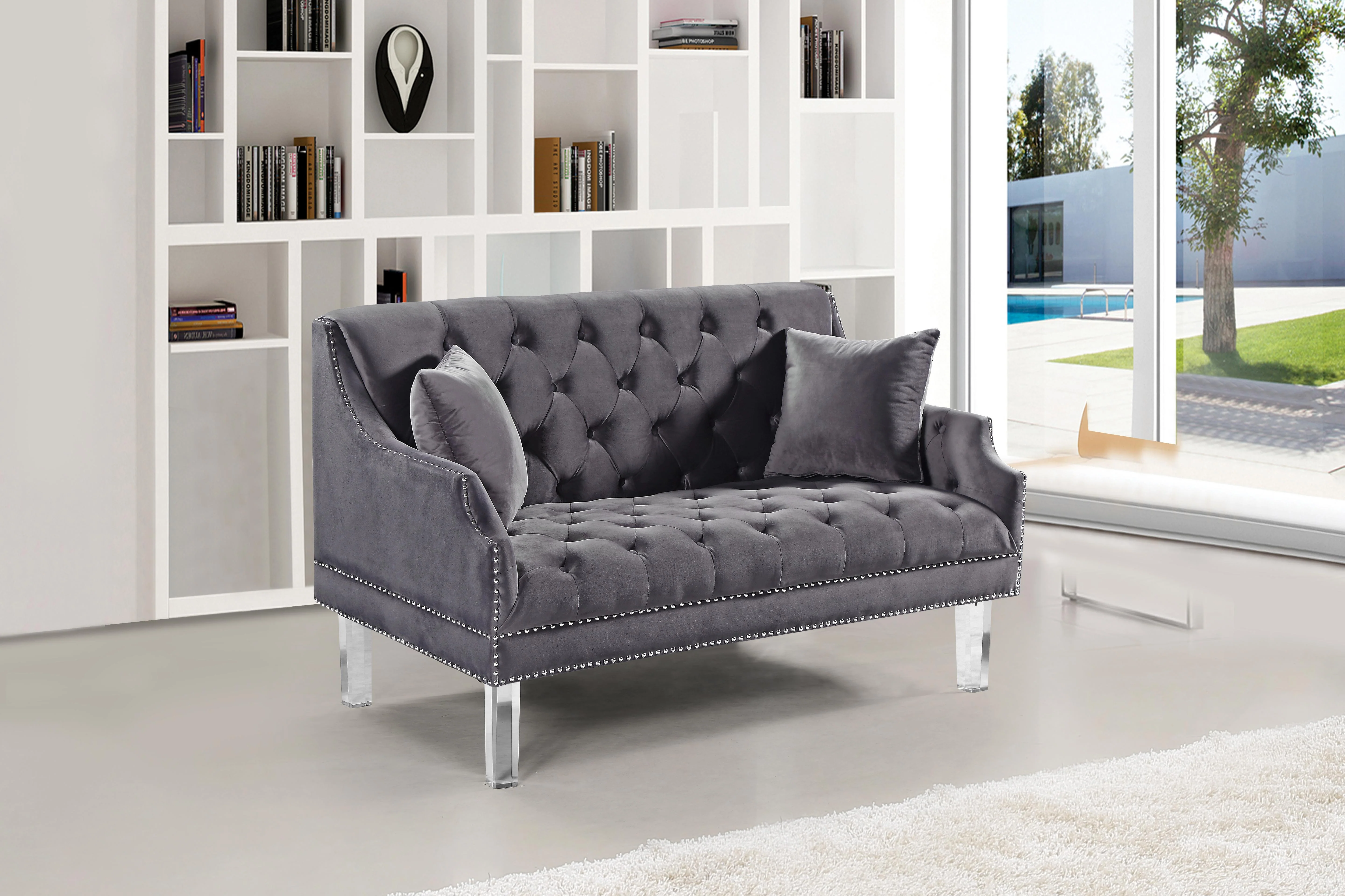 Roxy Grey Velvet Loveseat - Image 2