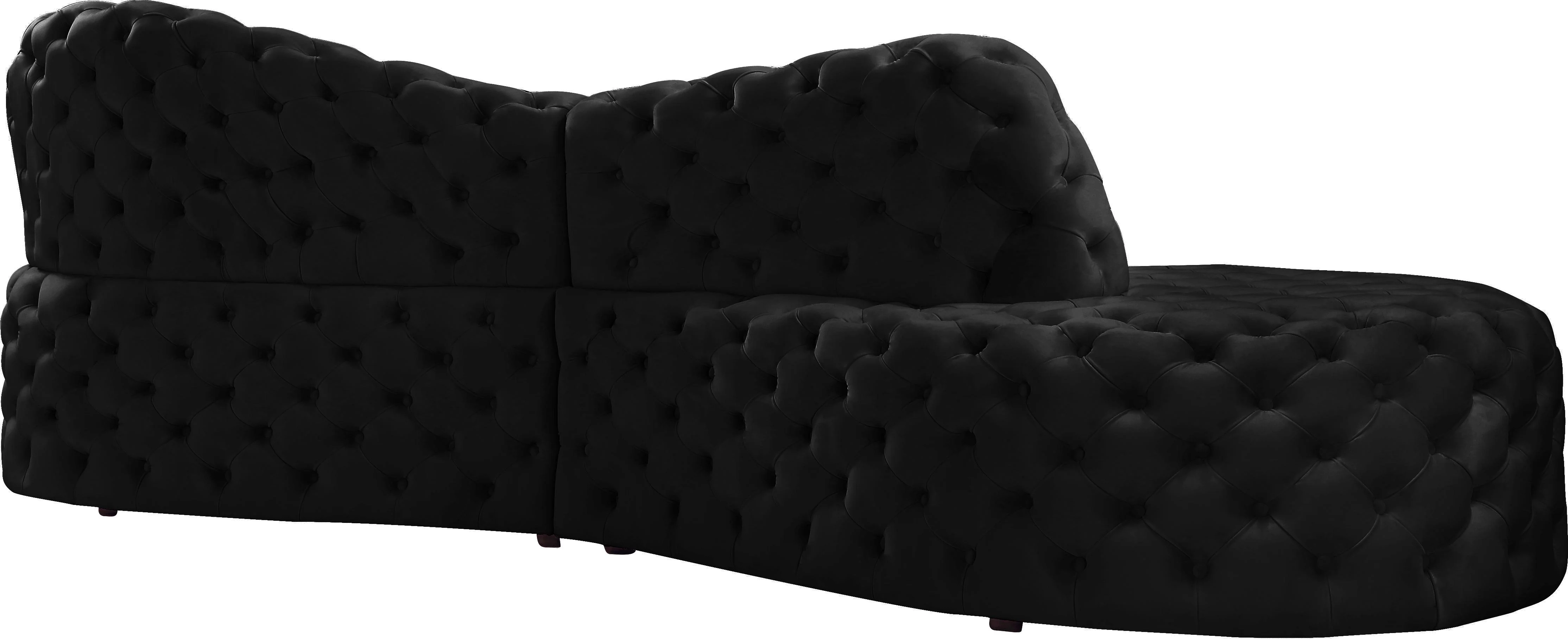 Royal Black Velvet 2pc. Sectional - Image 4