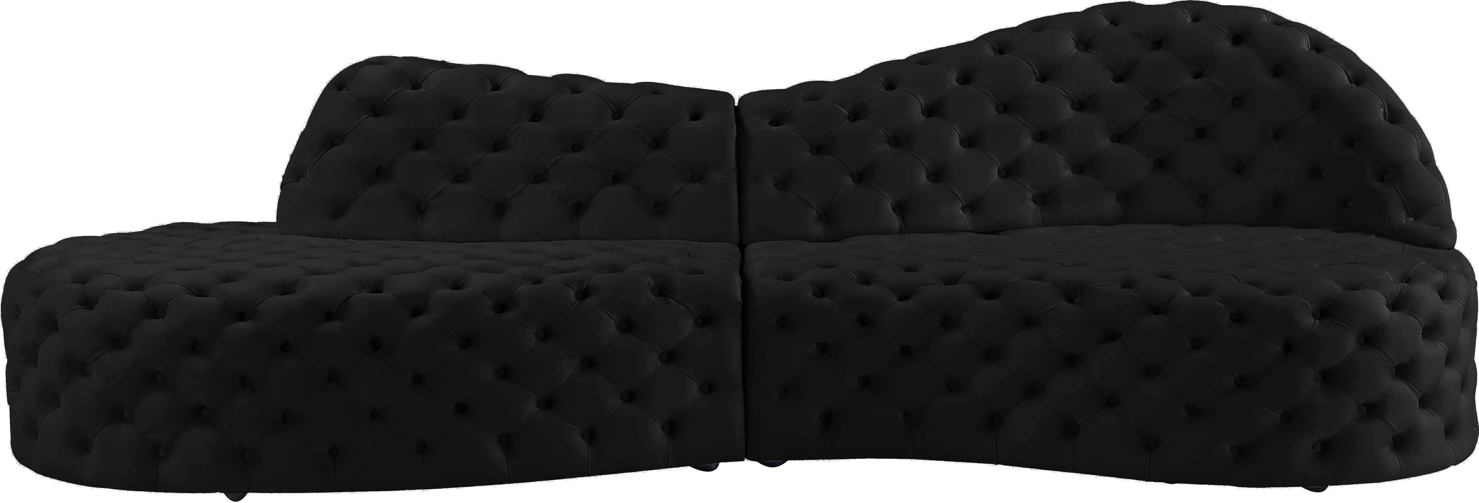 Royal Black Velvet 2pc. Sectional - Image 8