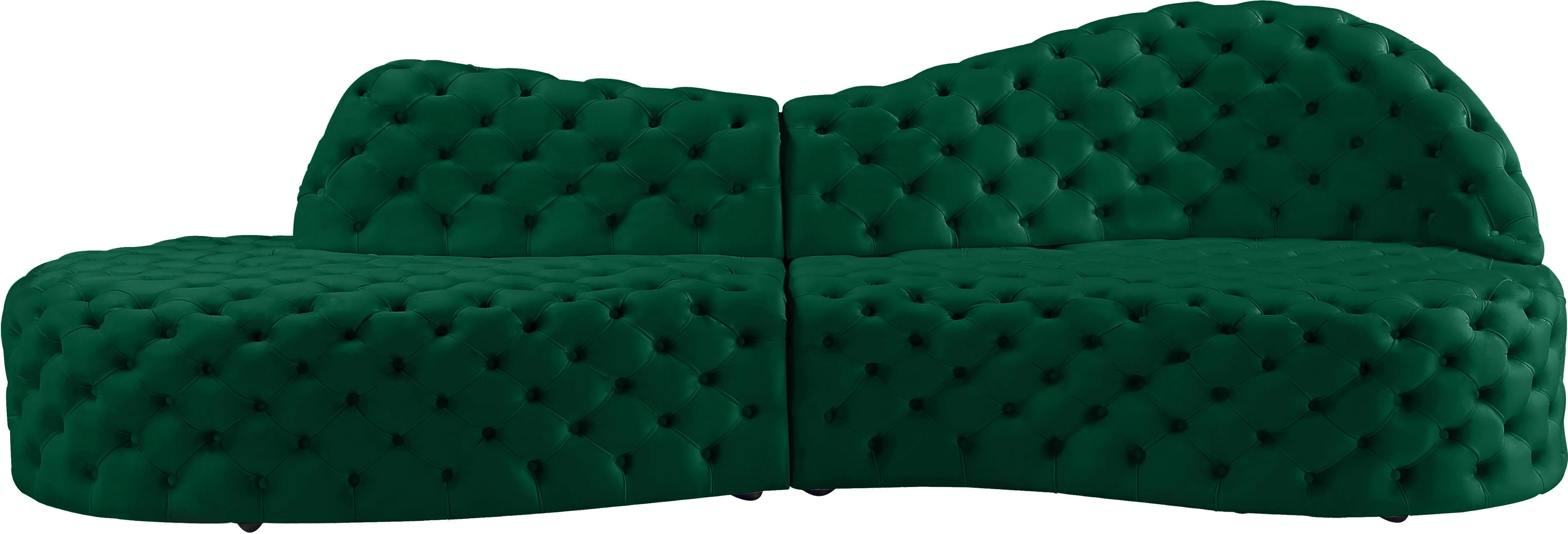 Royal Green Velvet 2pc. Sectional - Image 8