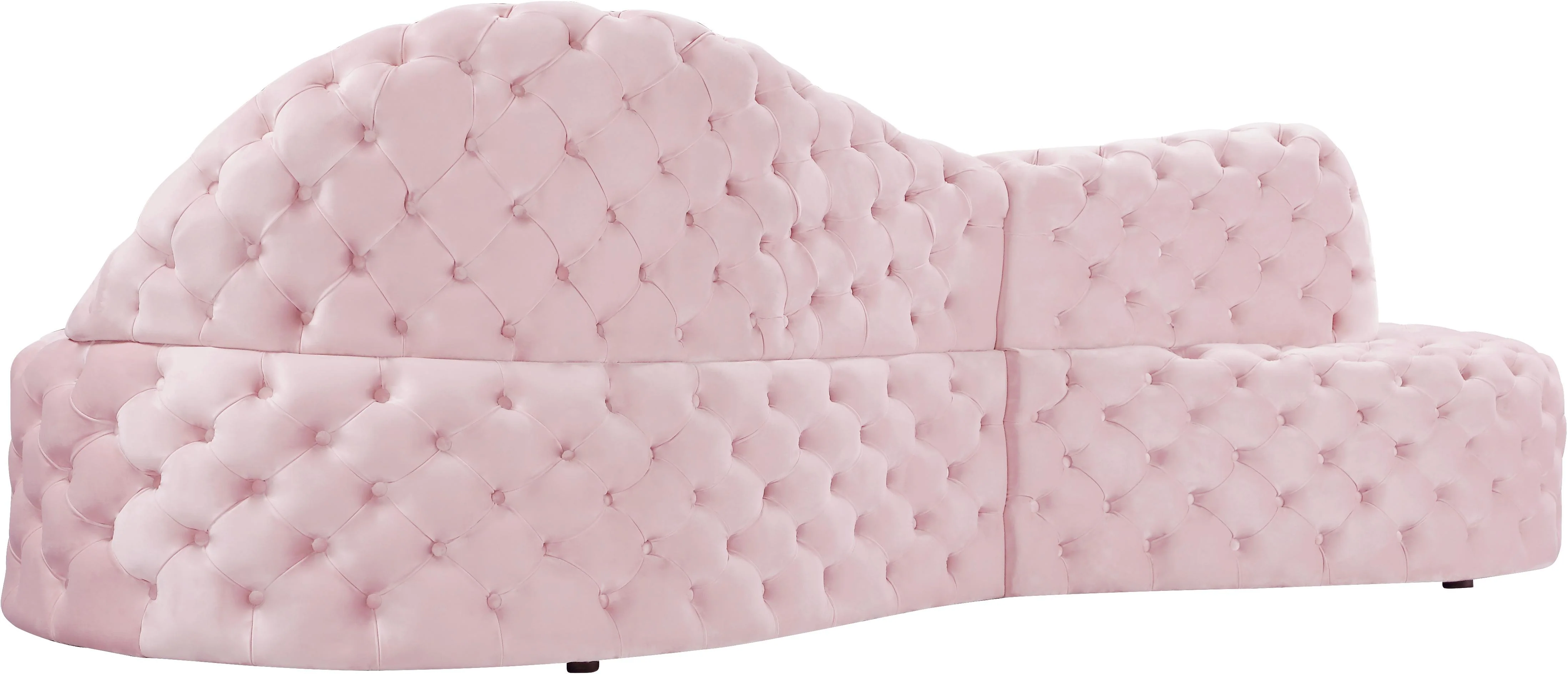 Royal Pink Velvet 2pc. Sectional - Image 5