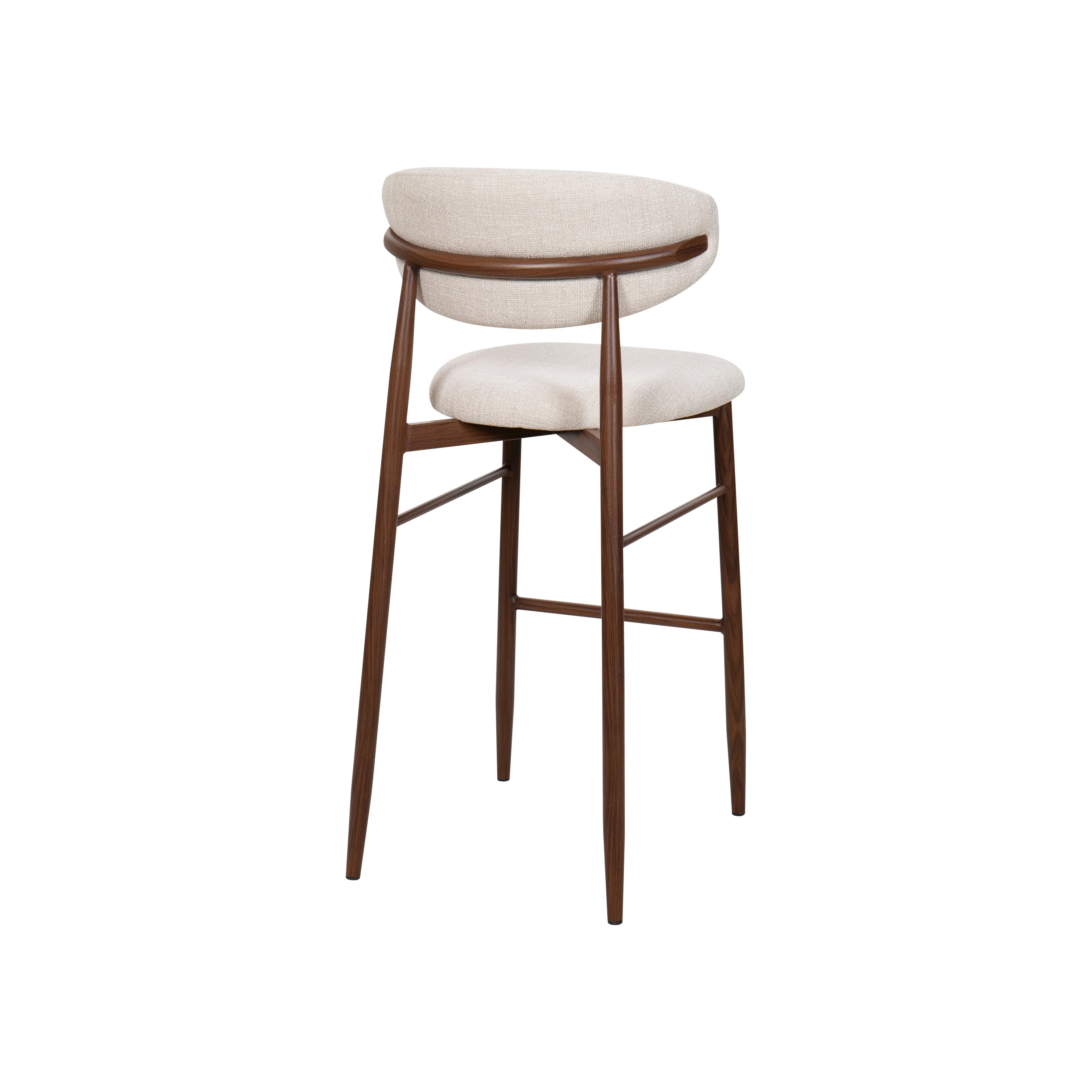 Royce Bar Chair W/Walnut Metal Frame- Beige (2 Per Carton) - Image 4