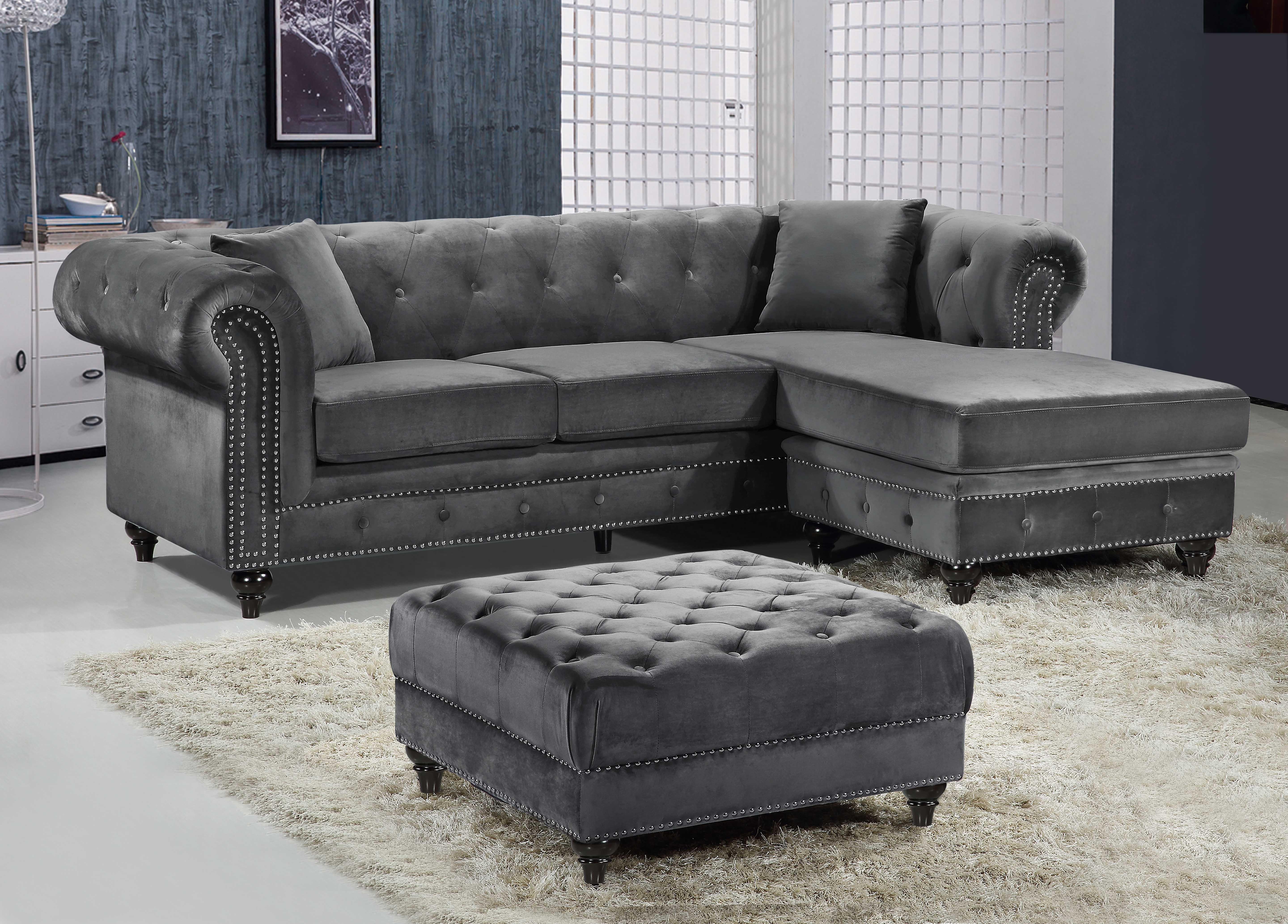 Sabrina Grey Velvet 2pc. Reversible Sectional - Image 7