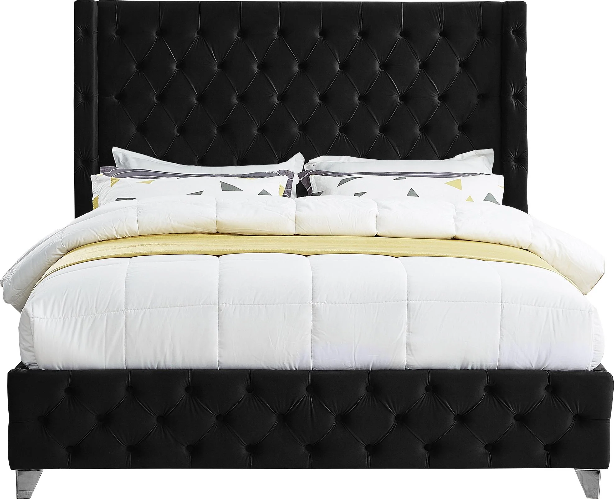 Savan Black Velvet Queen Bed - Image 6