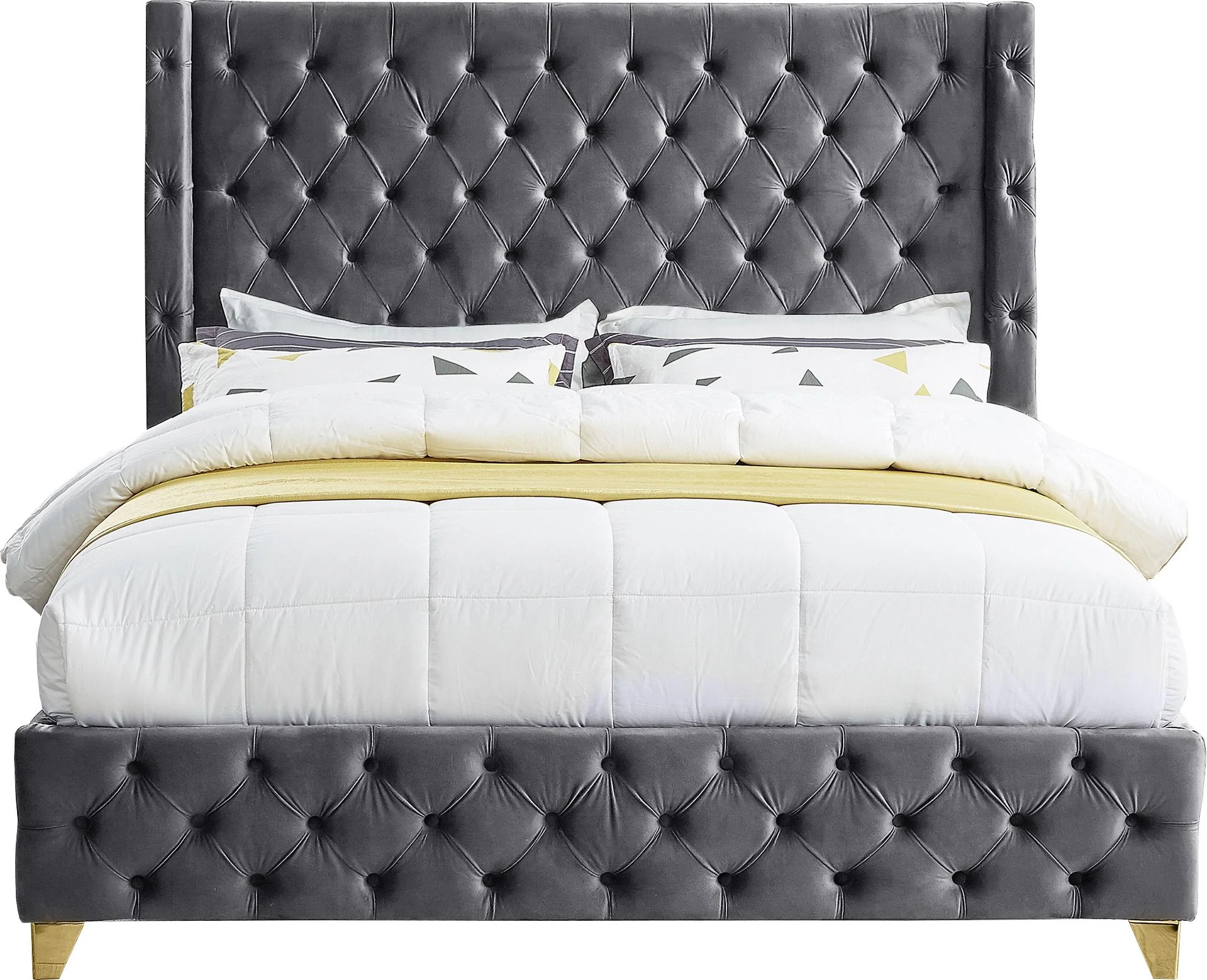 Savan Grey Velvet Full Bed - Image 5