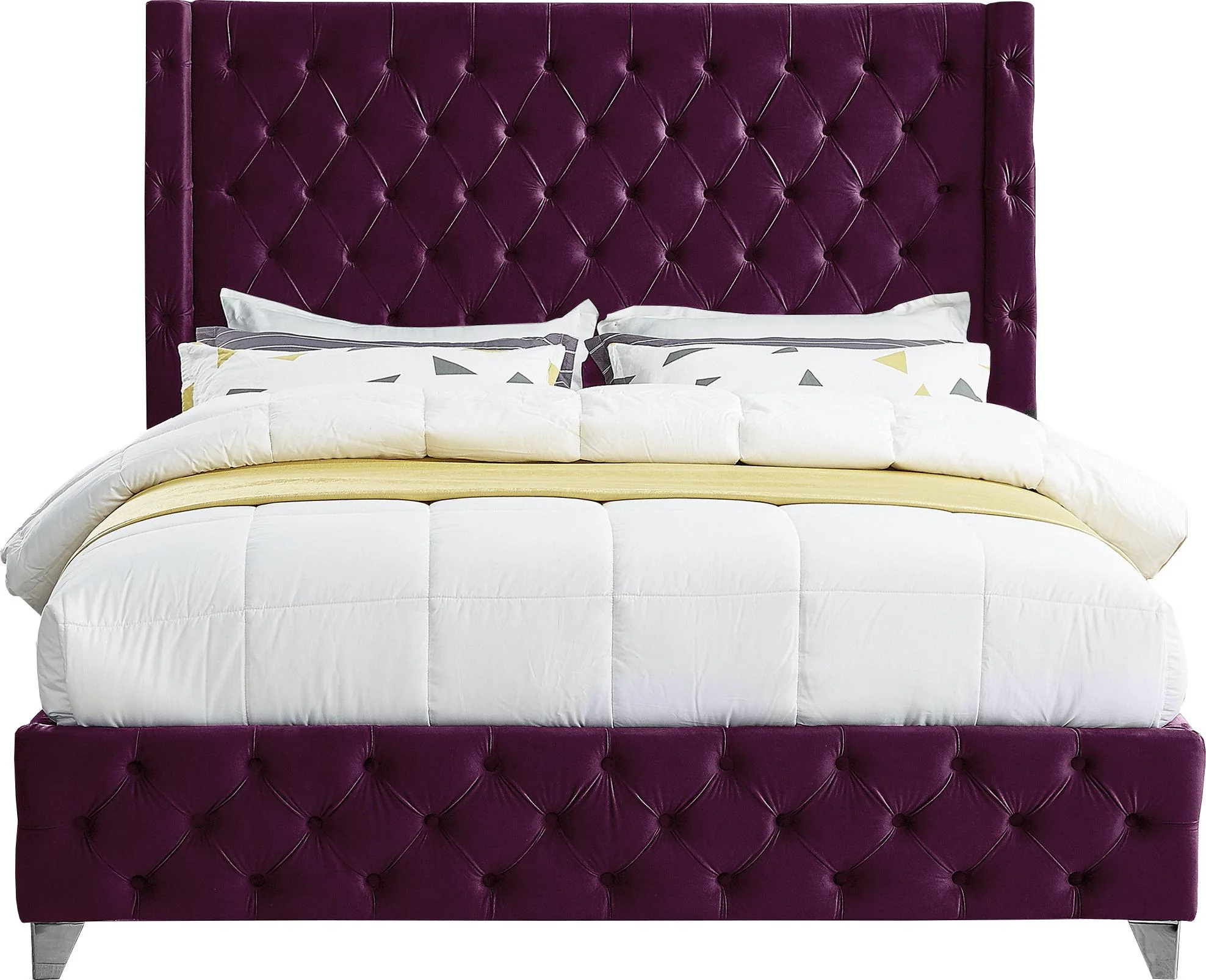 Savan Purple Velvet King Bed - Image 6