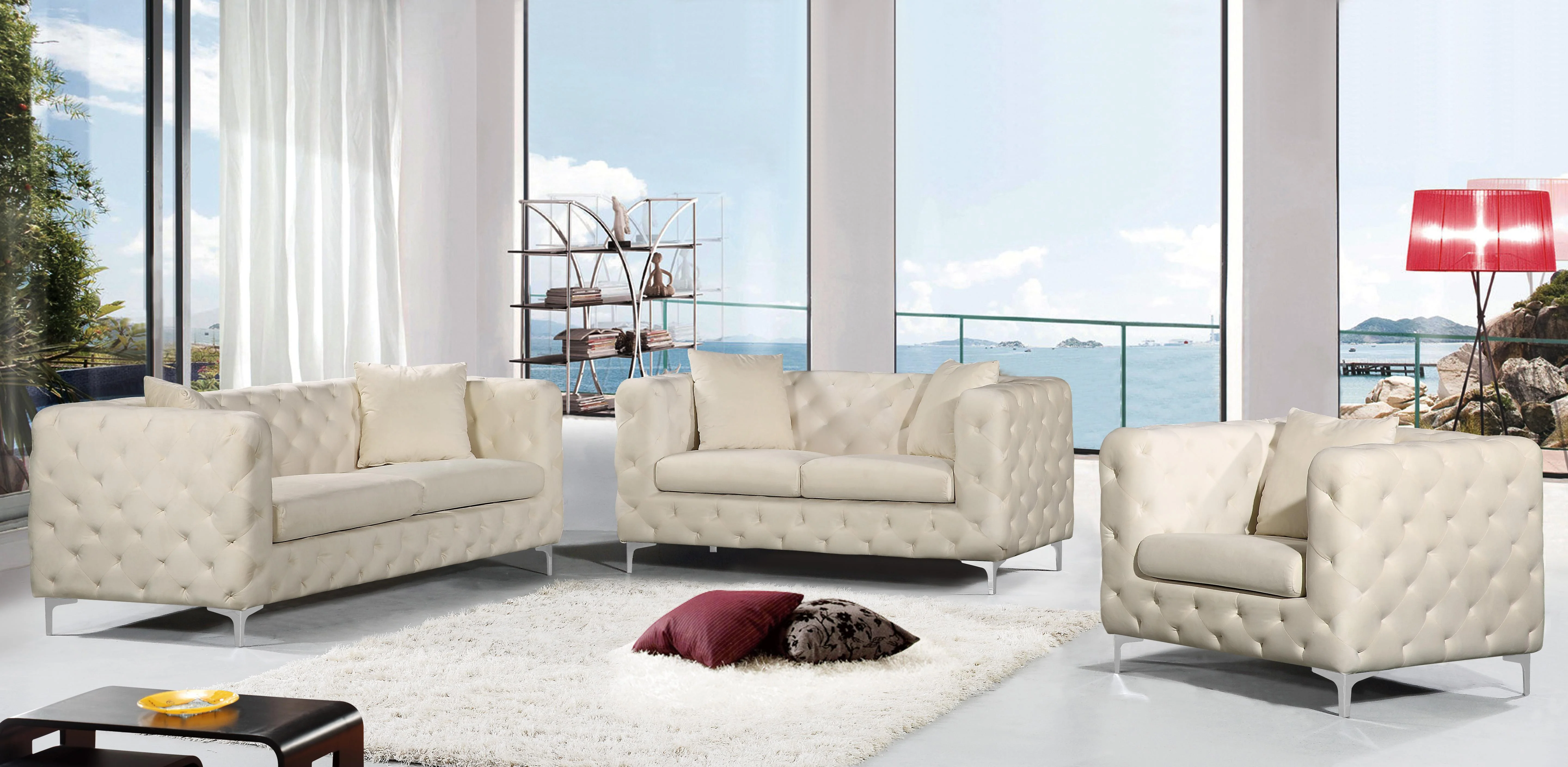 Scarlett Cream Velvet Chair - Image 3