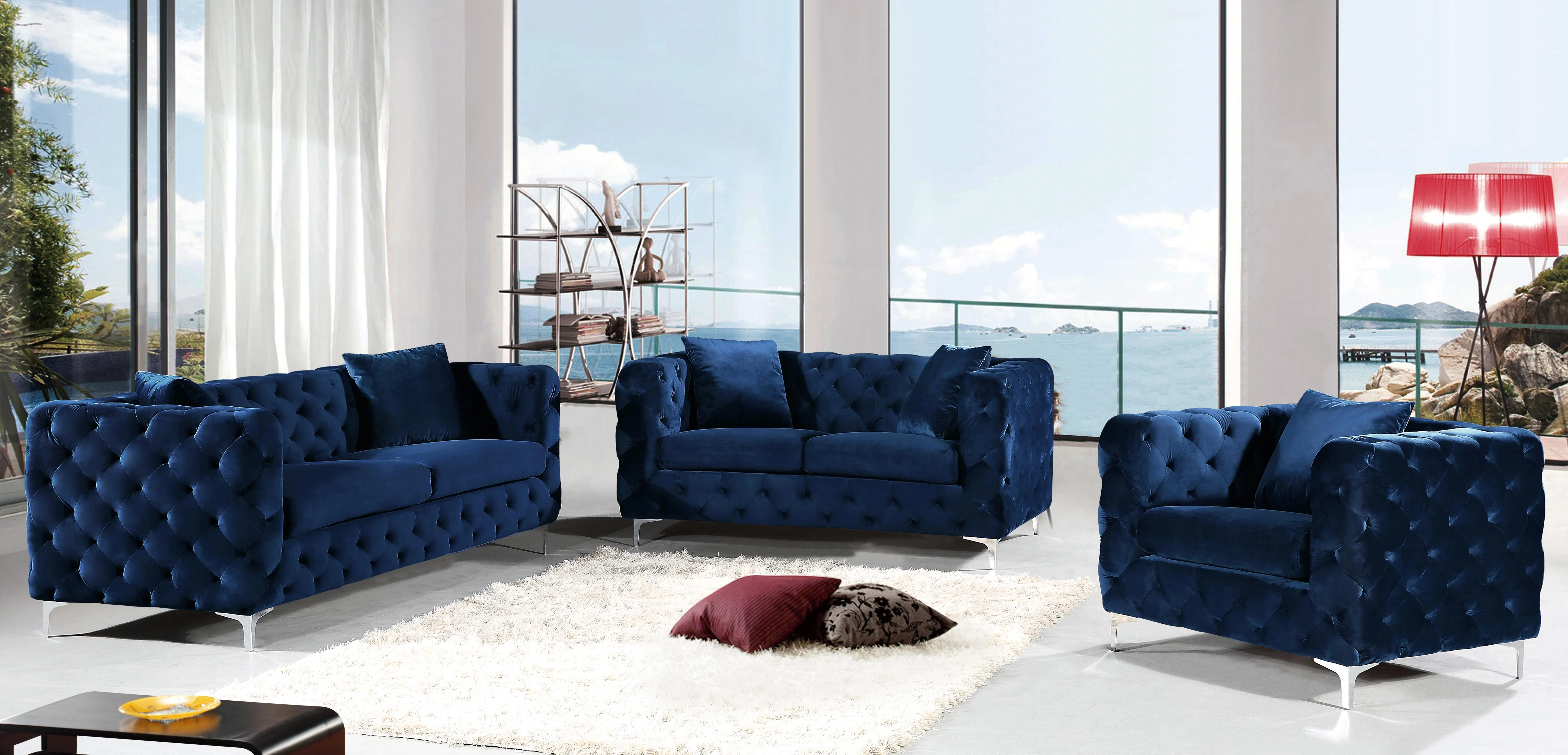 Scarlett Navy Velvet Chair - Image 3