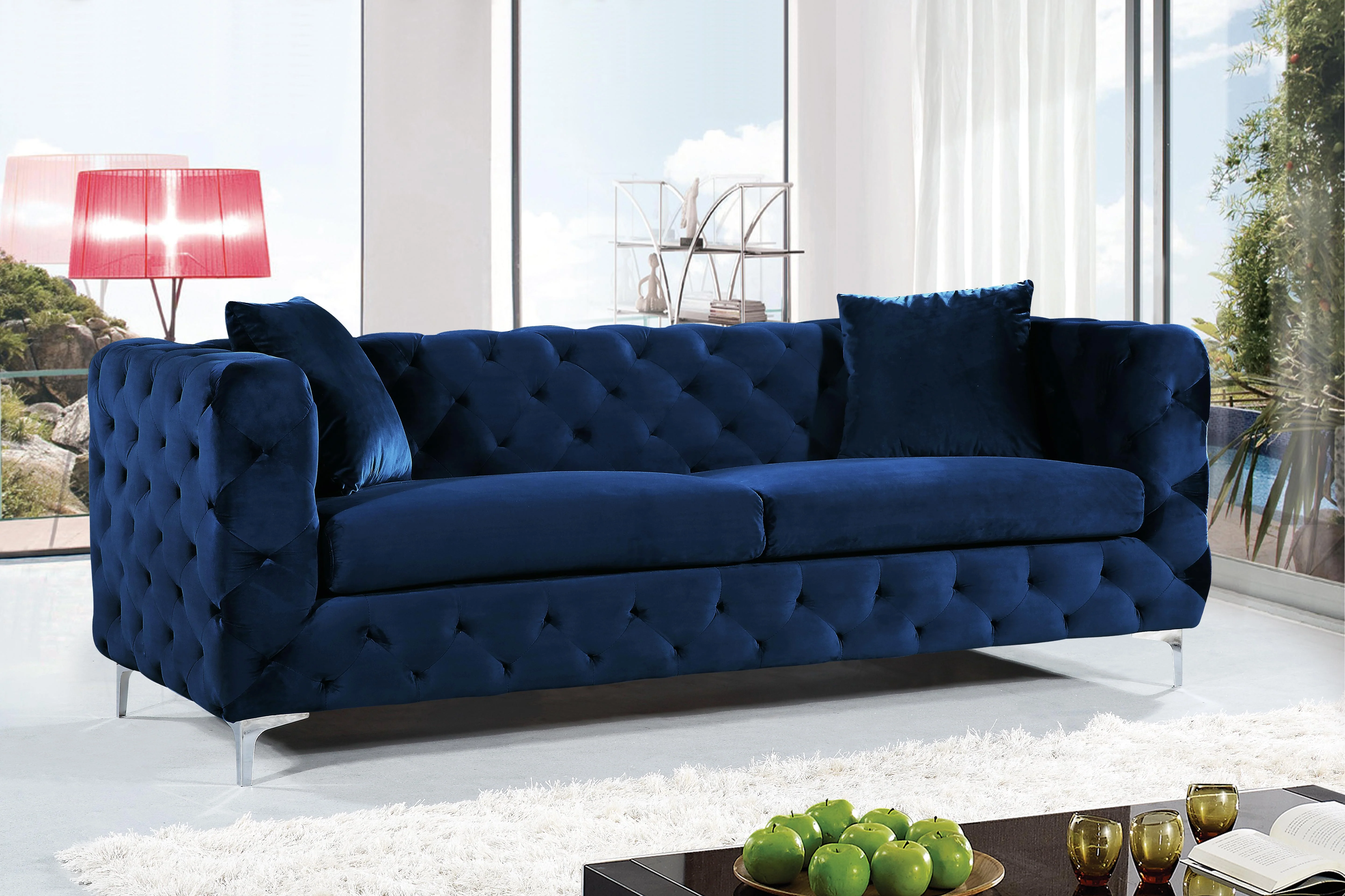 Scarlett Navy Velvet Sofa - Image 2