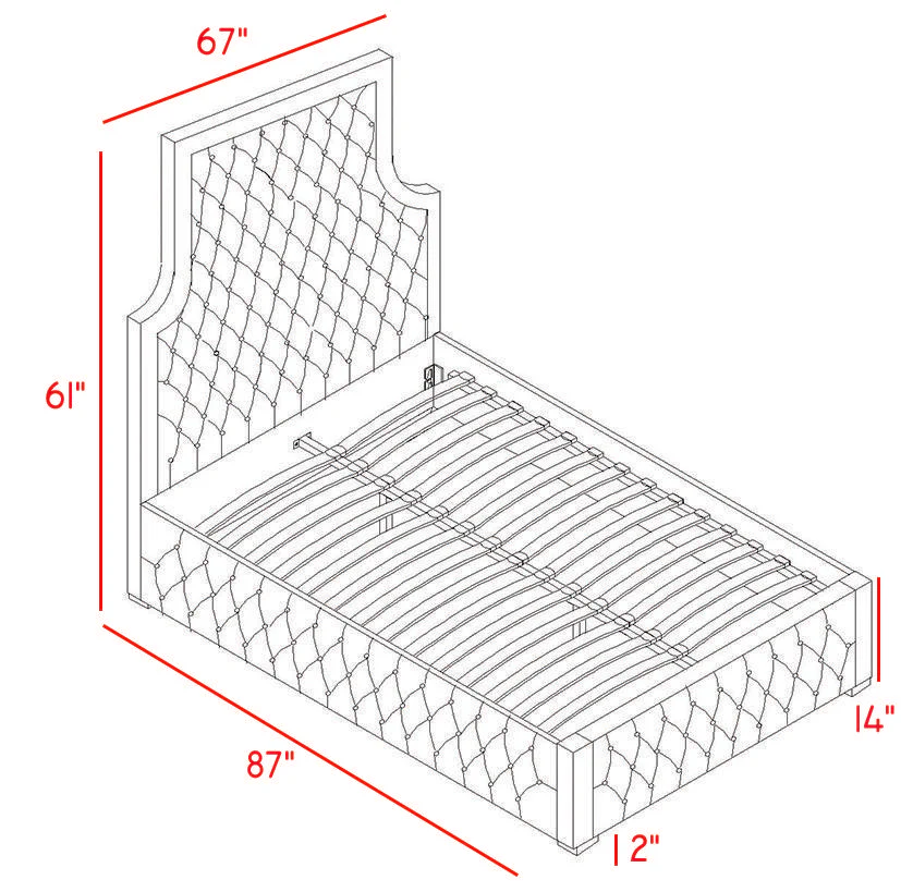 Sedona Cream Velvet Queen Bed - Image 3