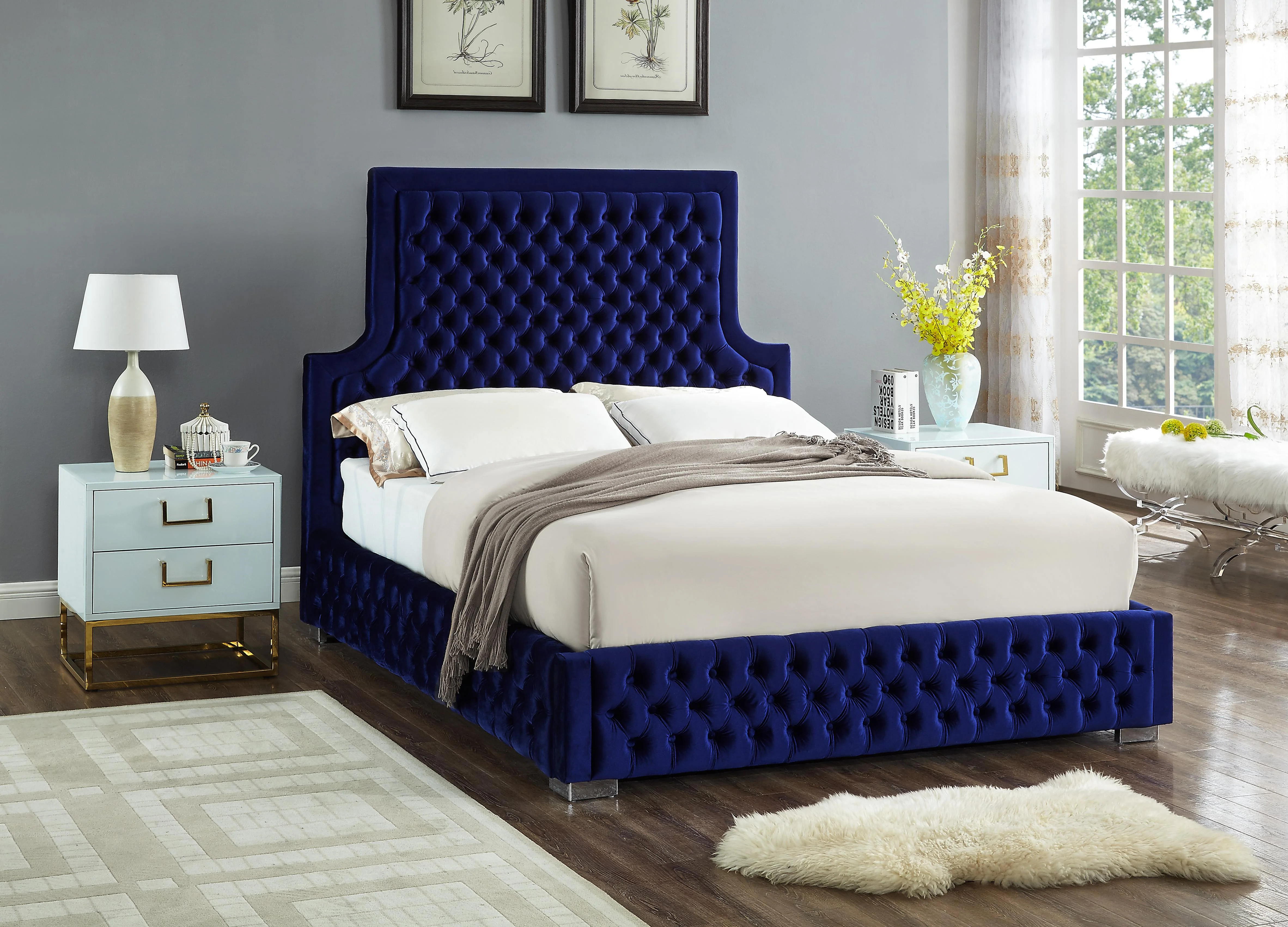 Sedona Navy Velvet King Bed - Image 2