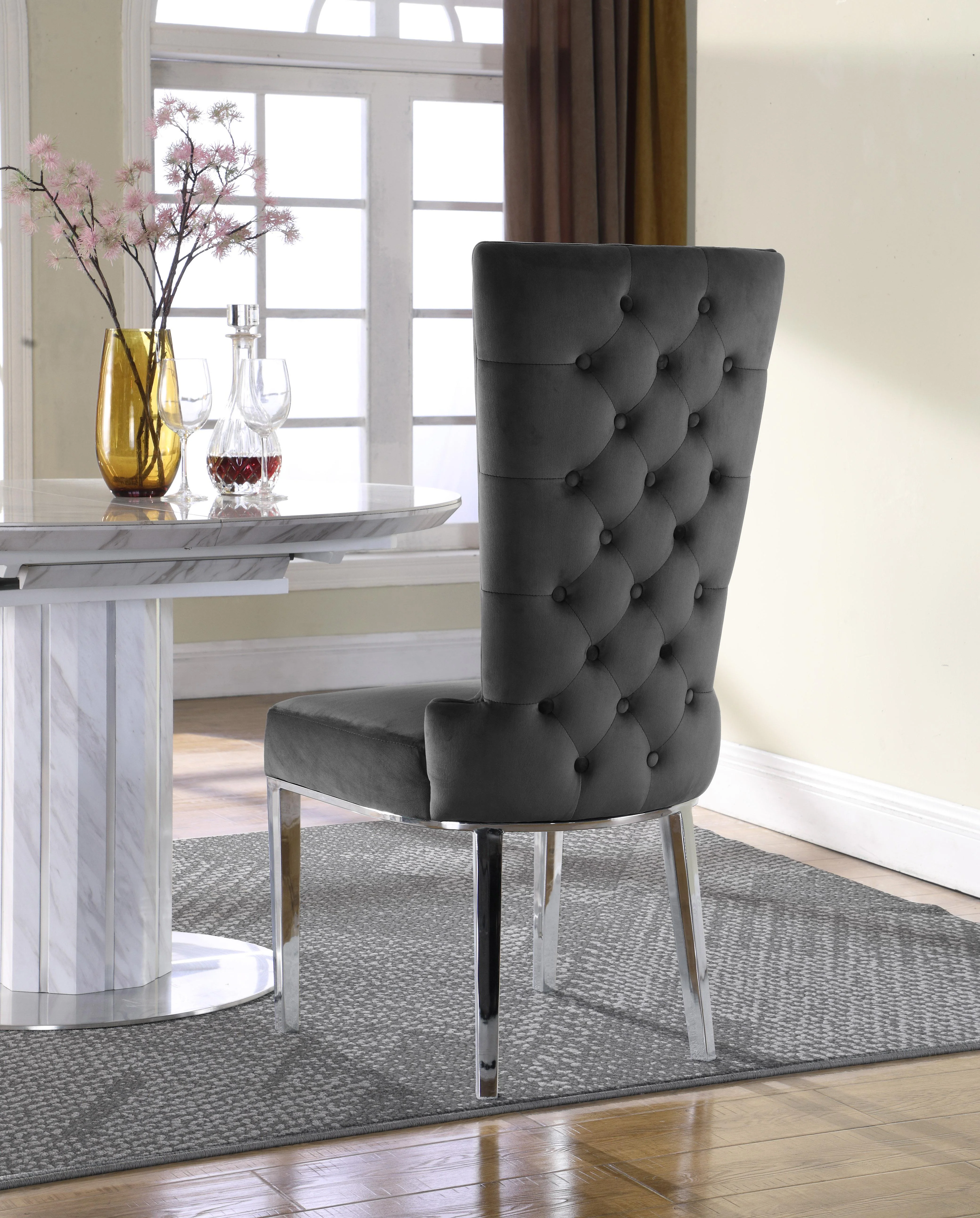 Serafina Grey Velvet Dining Chair - Image 5