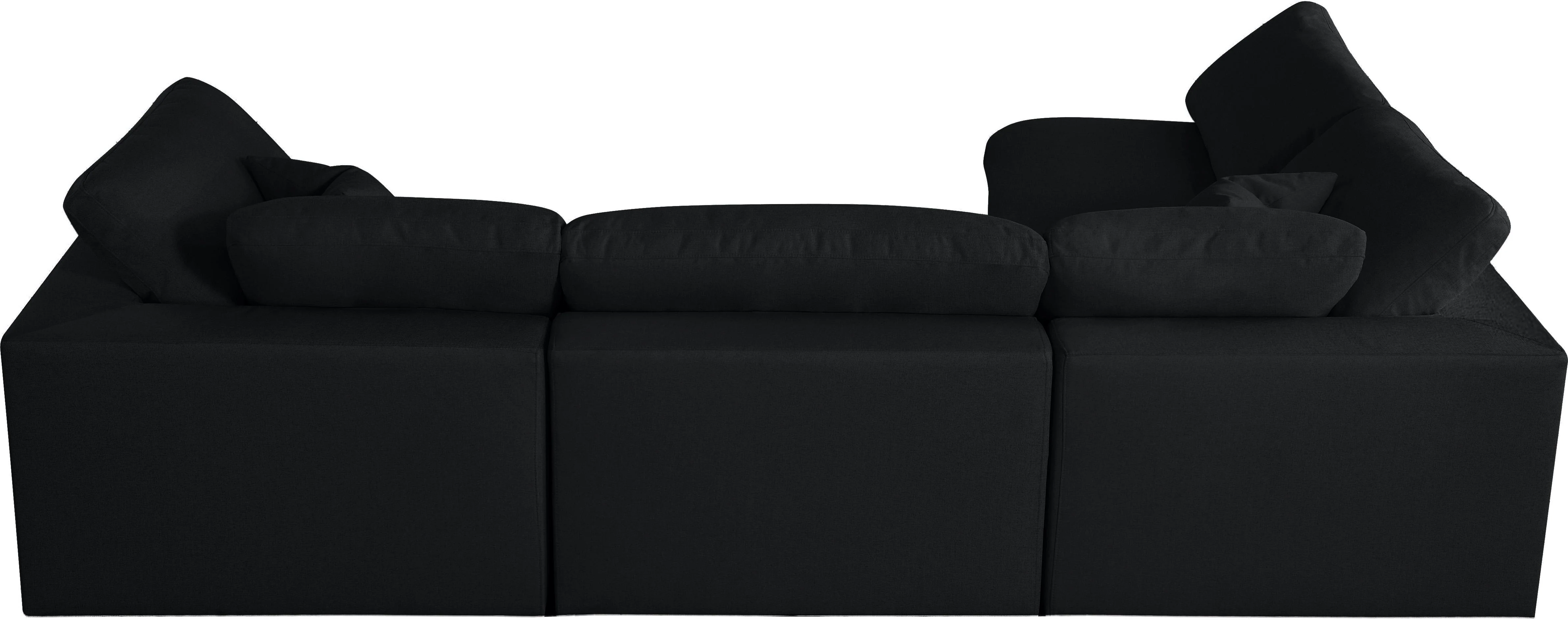 Serene Black Linen Fabric Deluxe Cloud Modular Sectional - Image 11