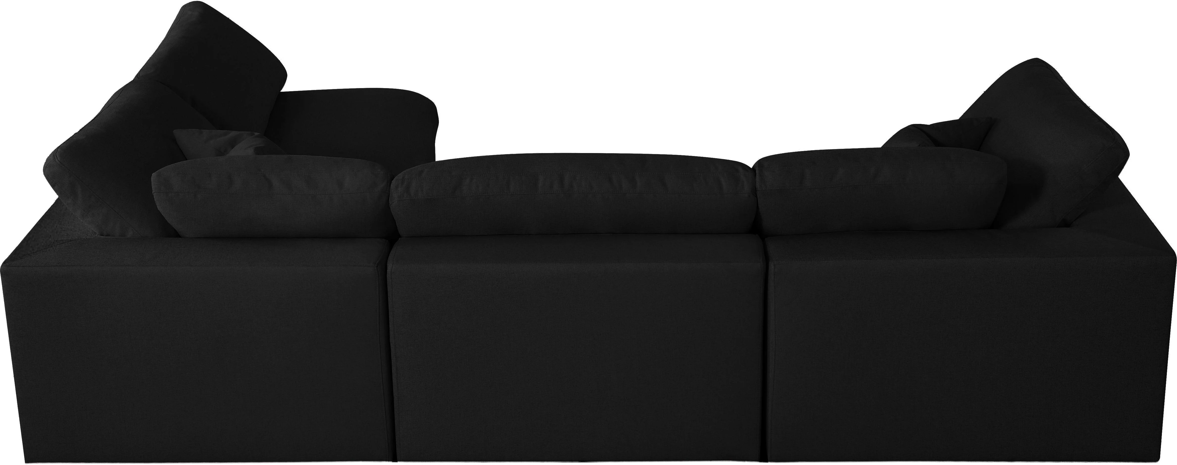 Serene Black Linen Fabric Deluxe Cloud Modular Sectional - Image 12