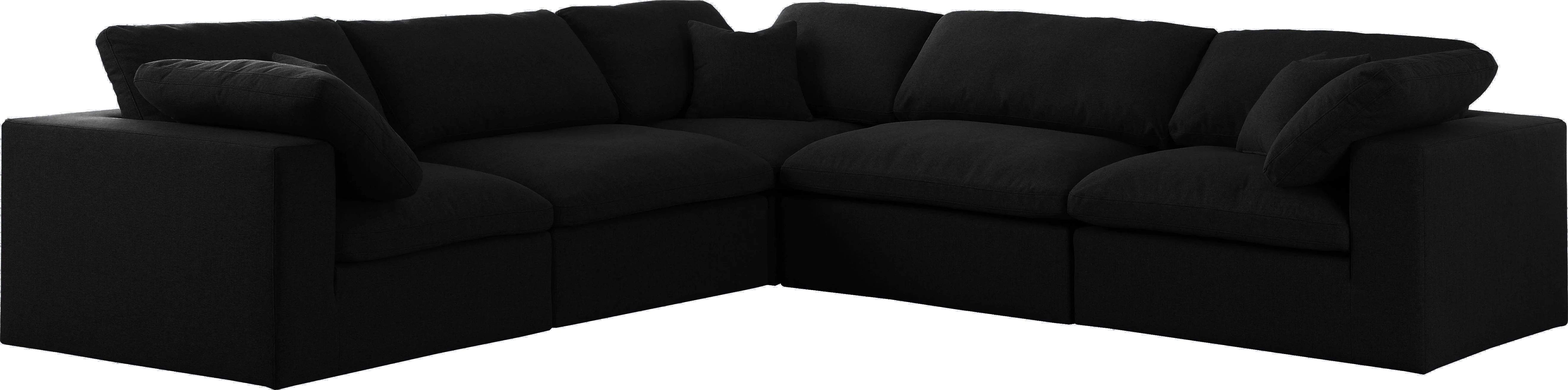 Serene Black Linen Fabric Deluxe Cloud Modular Sectional - Image 22