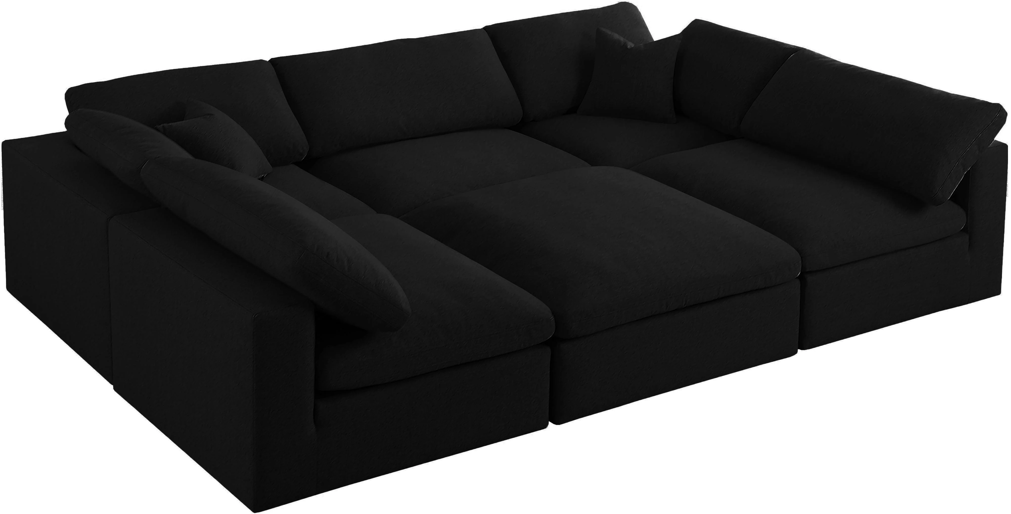 Serene Black Linen Fabric Deluxe Cloud Modular Sectional - Image 41