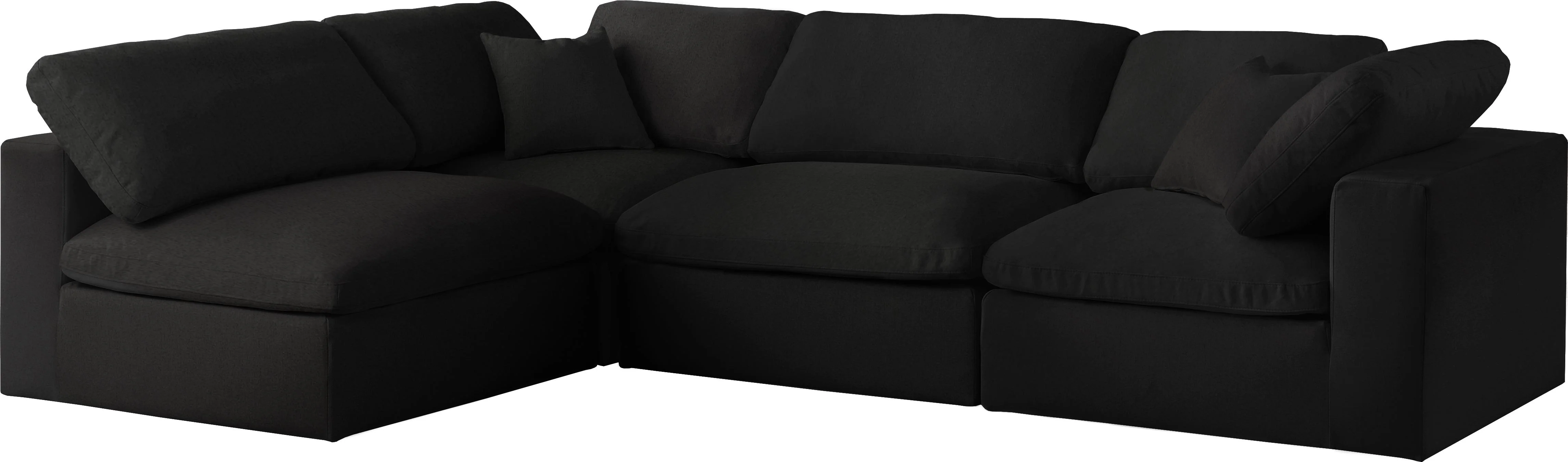 Serene Black Linen Fabric Deluxe Cloud Modular Sectional - Image 7