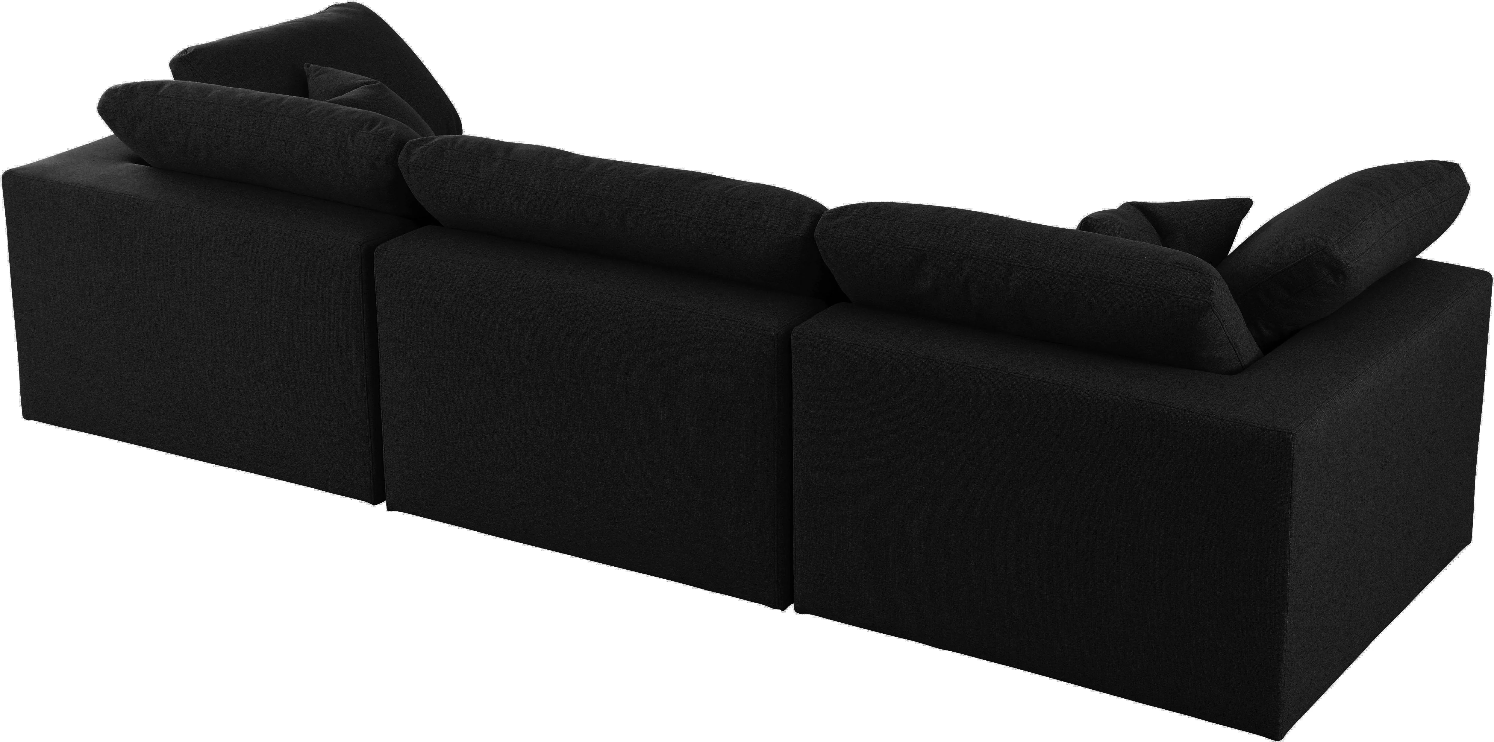 Serene Black Linen Fabric Deluxe Cloud Modular Sofa - Image 4
