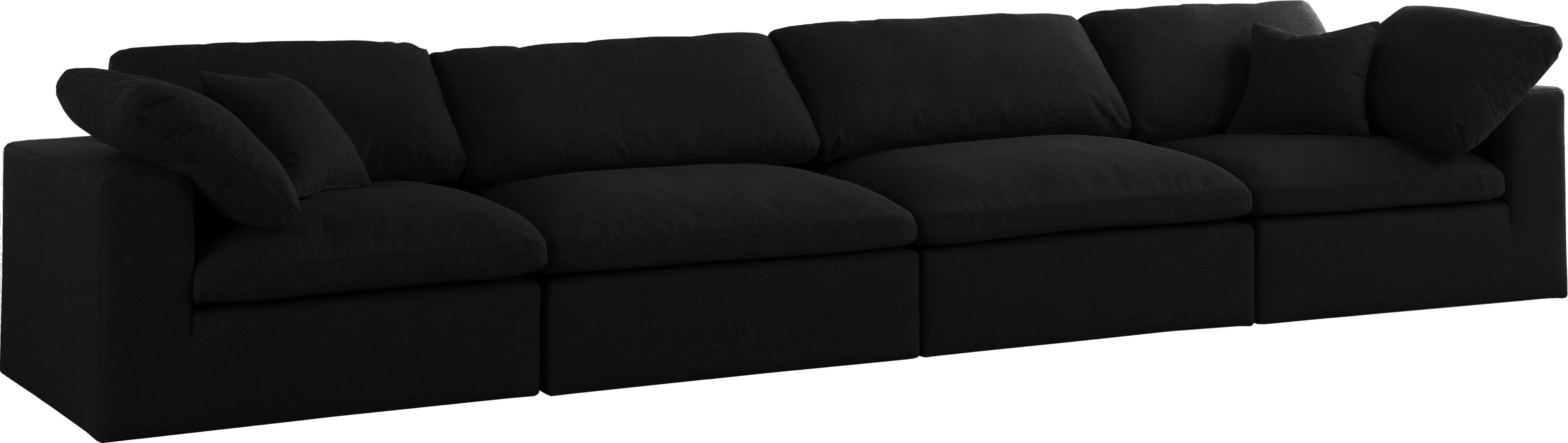 Serene Black Linen Fabric Deluxe Cloud Modular Sofa - Image 5