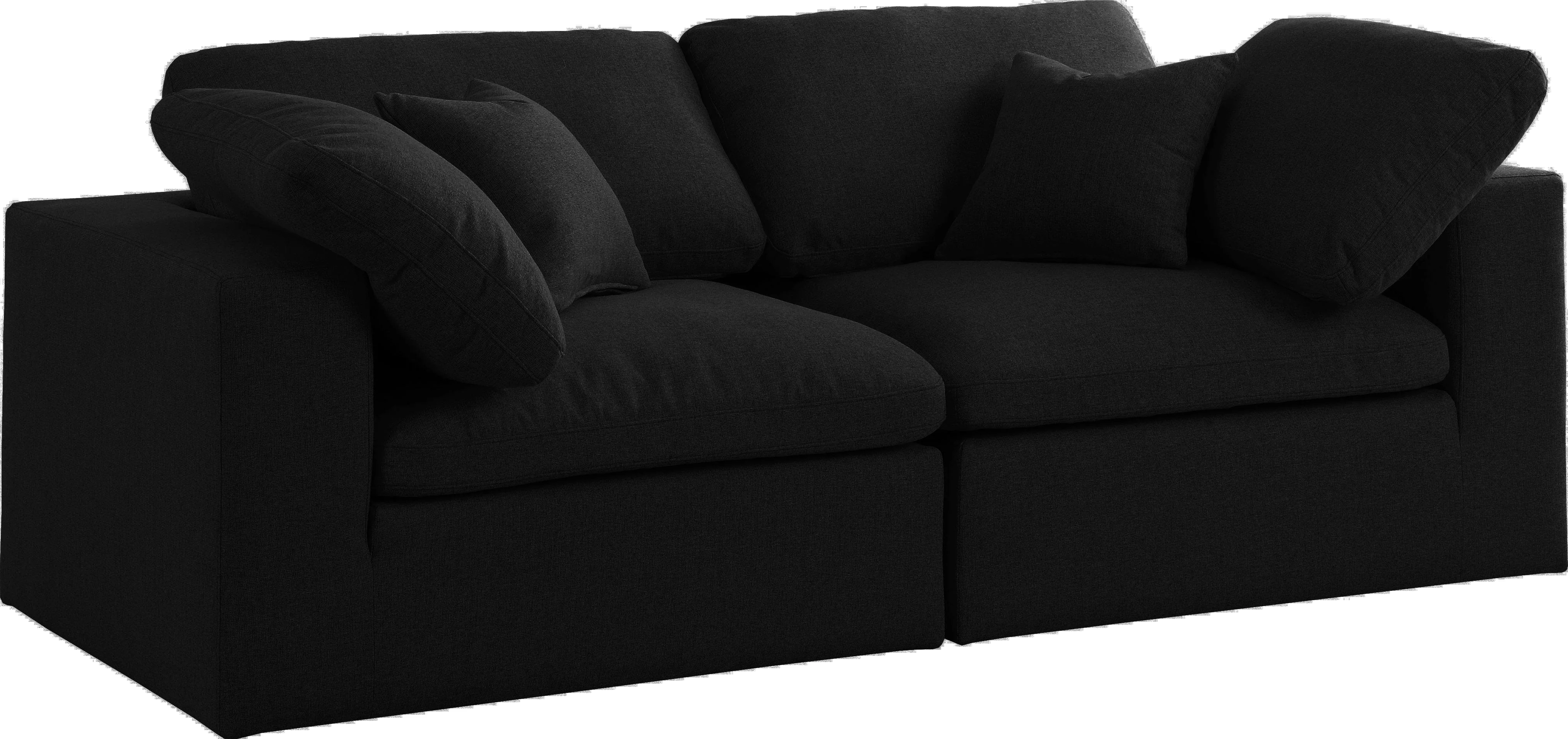 Serene Black Linen Fabric Deluxe Cloud Modular Sofa - Image 7