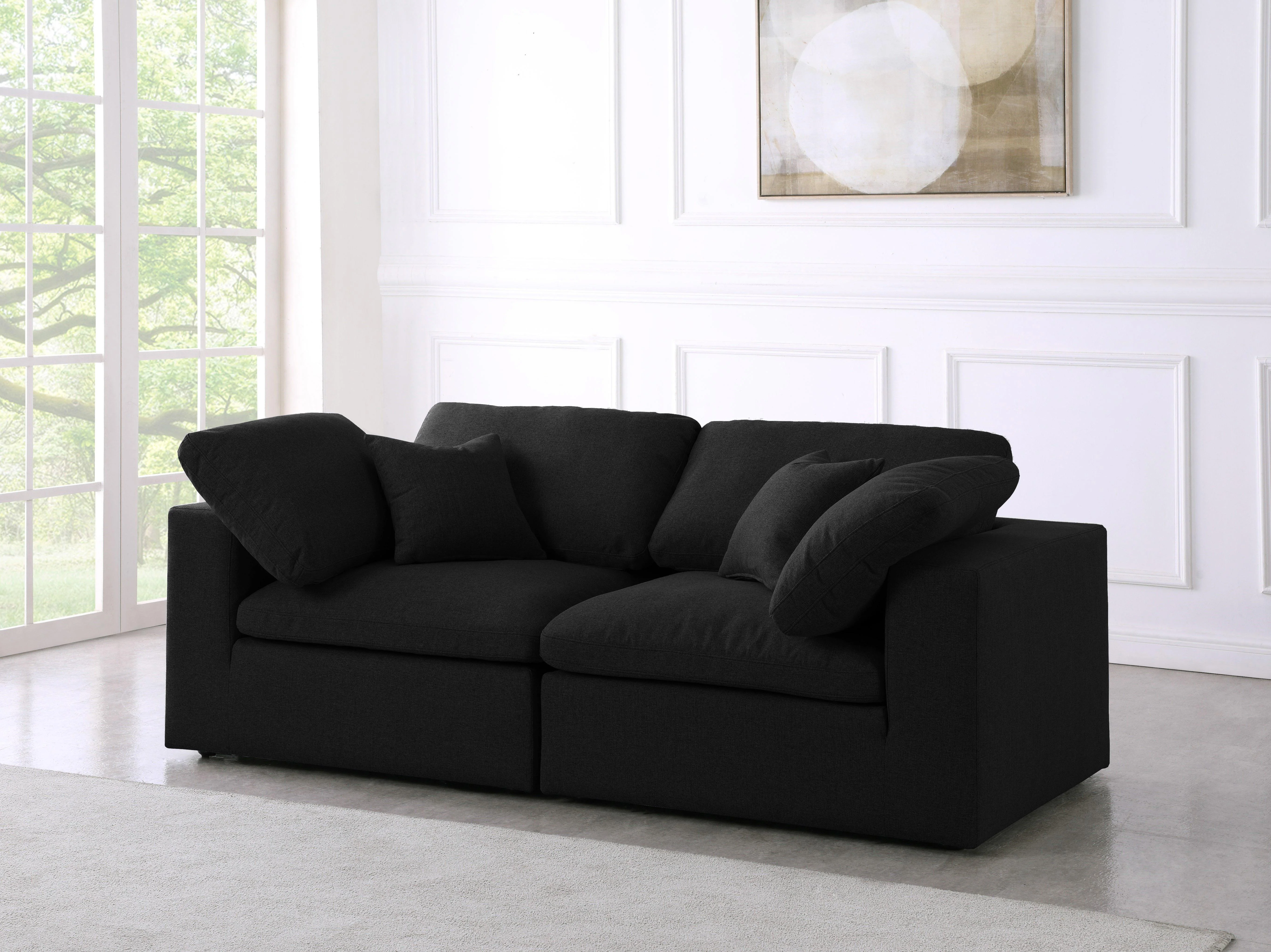 Serene Black Linen Fabric Deluxe Cloud Modular Sofa - Image 8