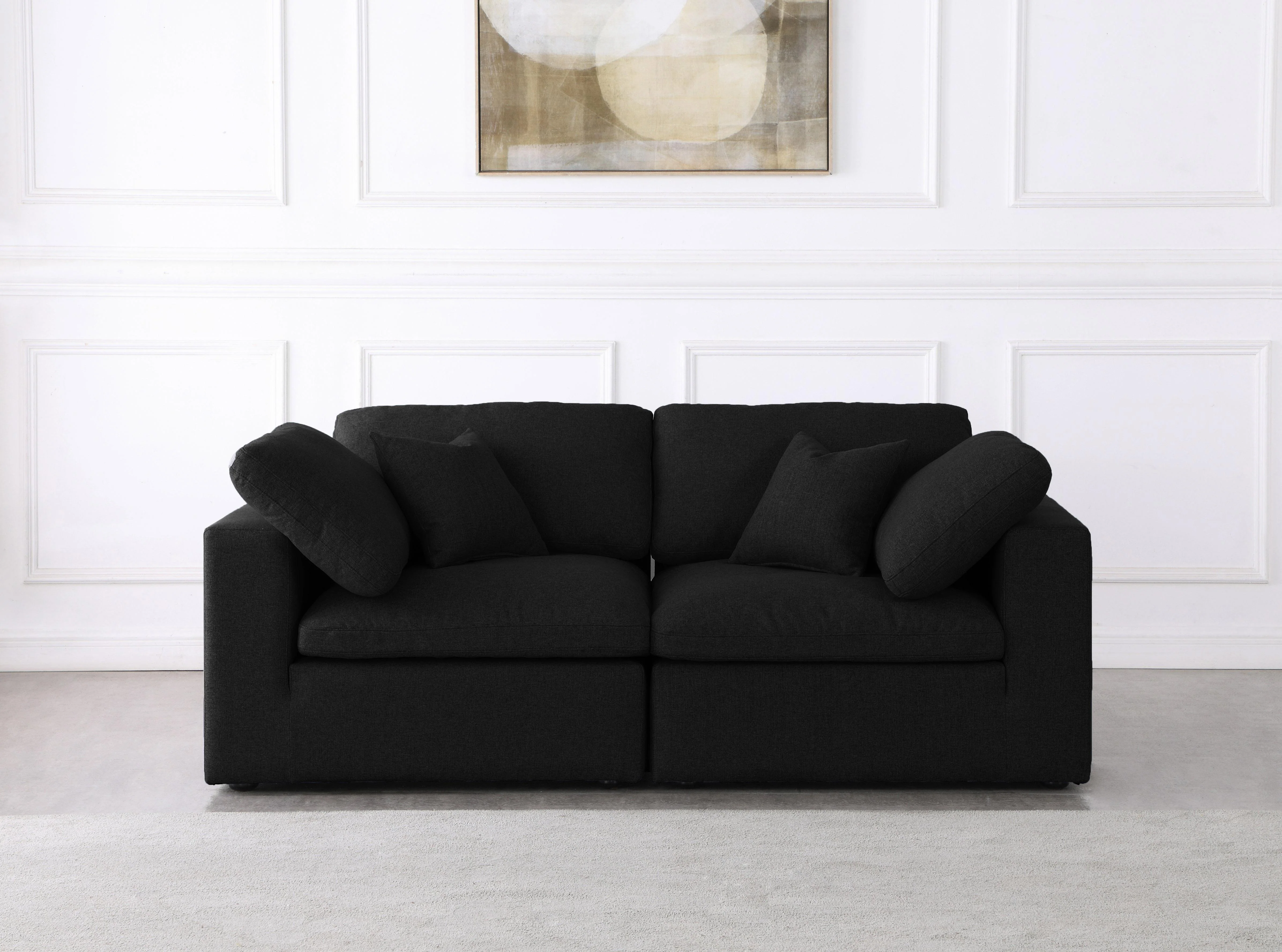 Serene Black Linen Fabric Deluxe Cloud Modular Sofa - Image 9