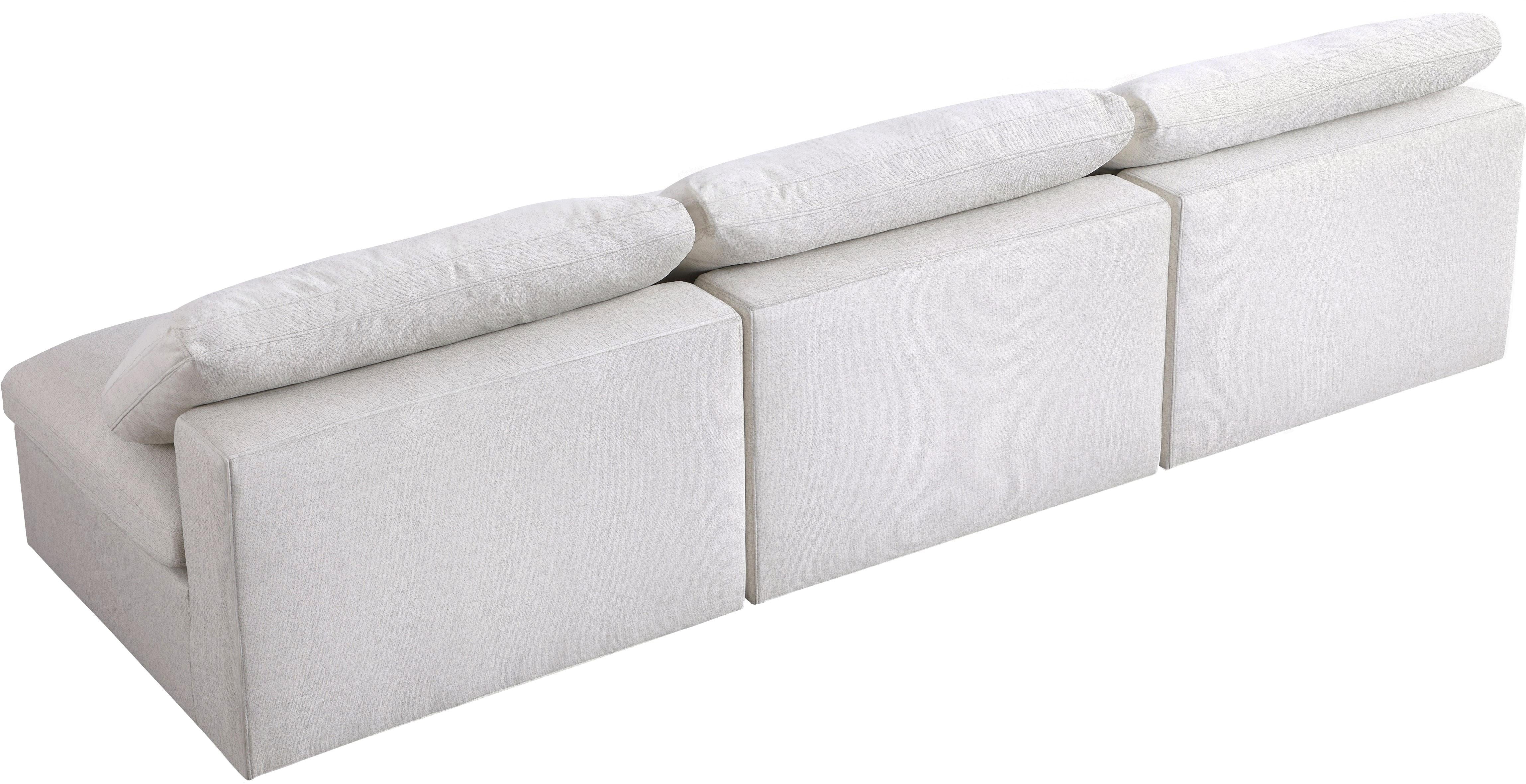 Serene Cream Linen Fabric Deluxe Cloud Modular Armless Sofa - Image 2