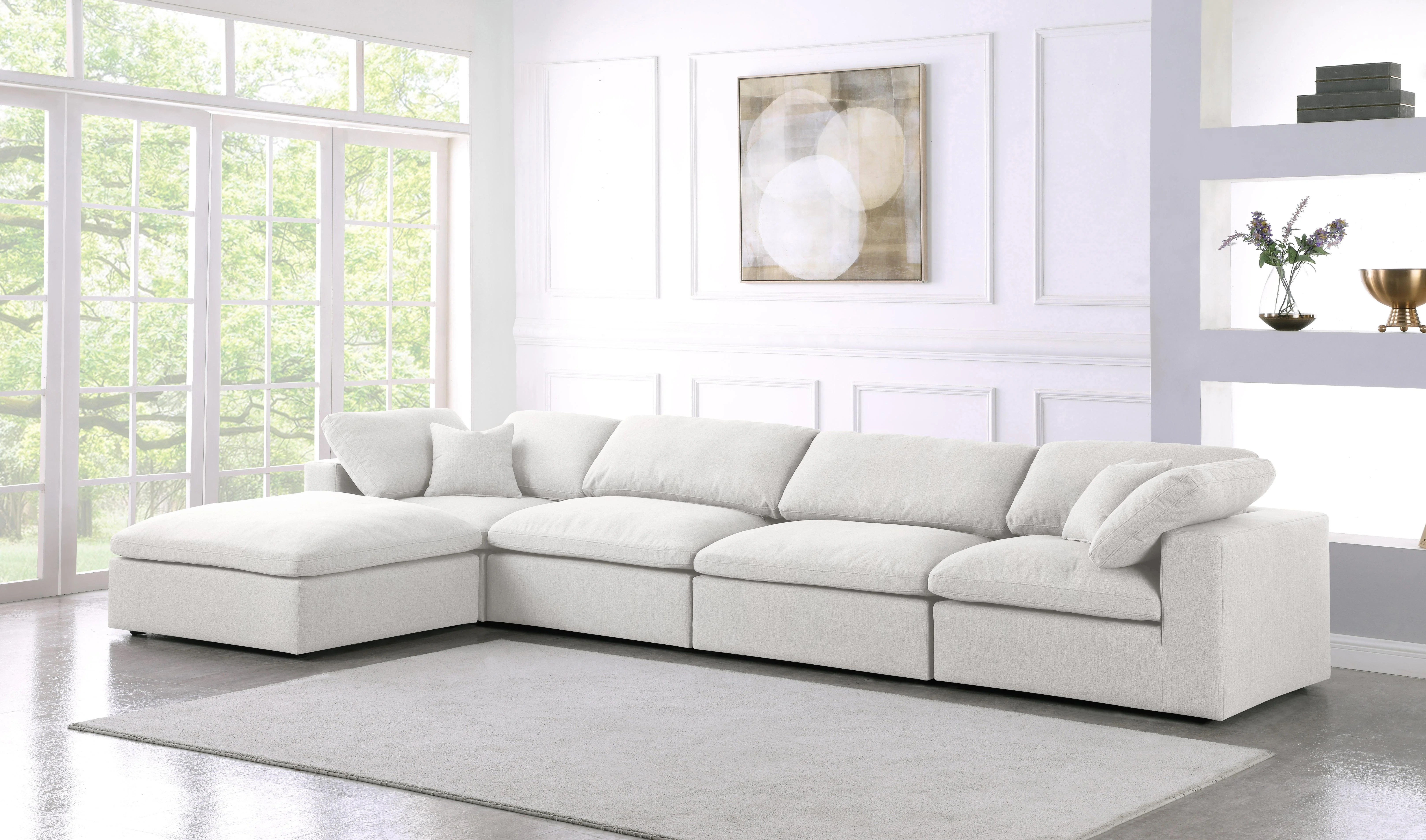 Serene Cream Linen Fabric Deluxe Cloud Modular Sectional - Image 14