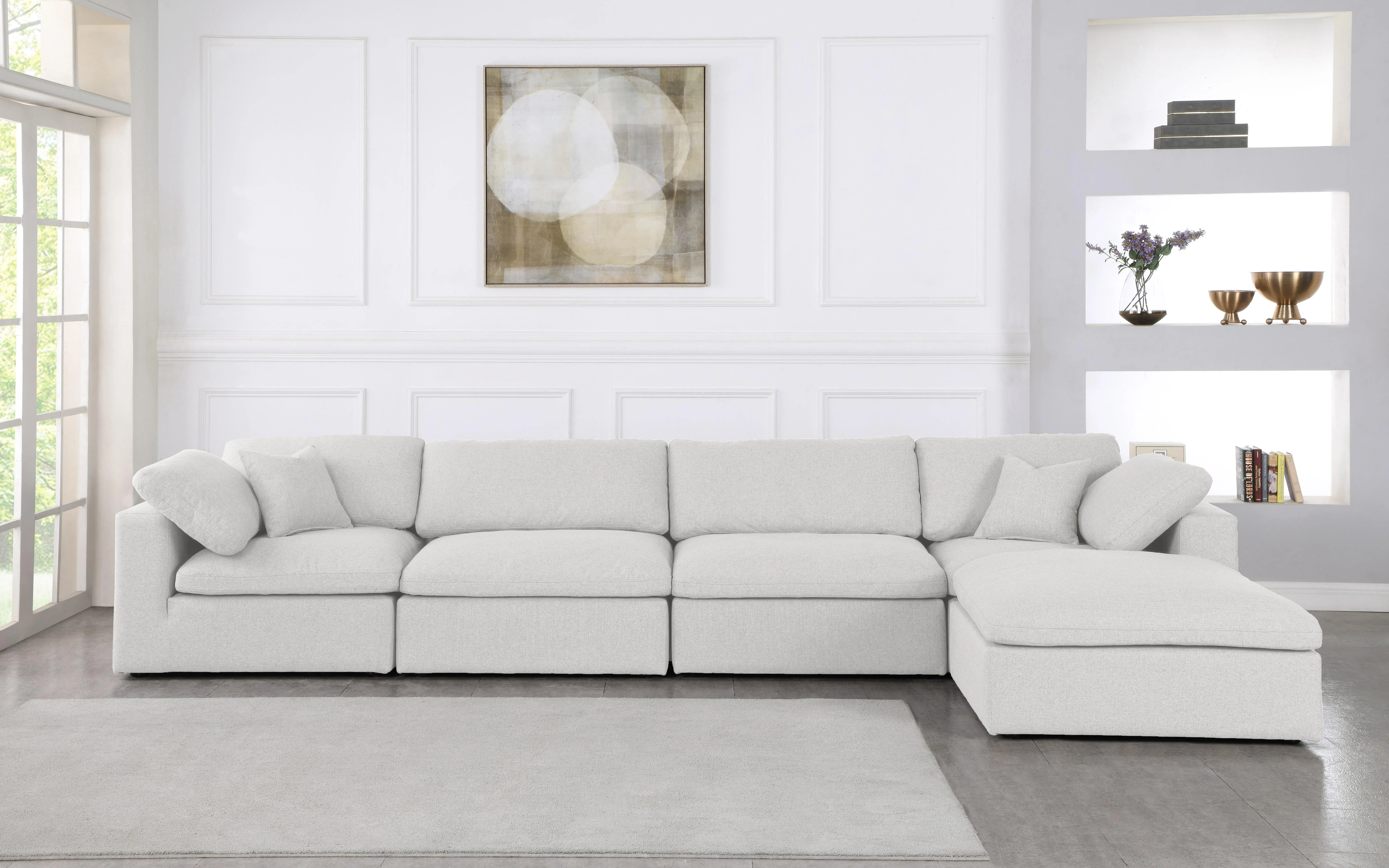 Serene Cream Linen Fabric Deluxe Cloud Modular Sectional - Image 15