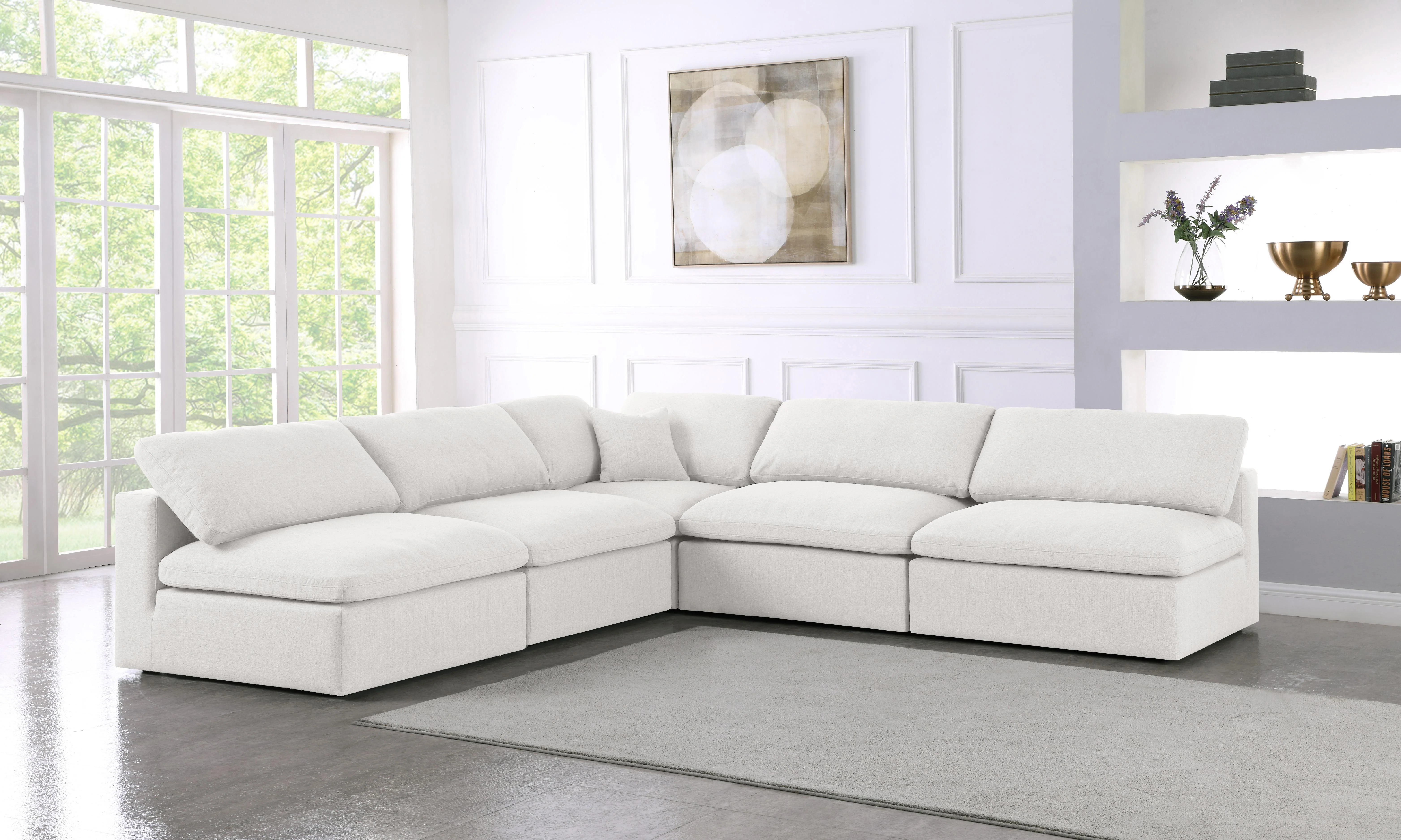 Serene Cream Linen Fabric Deluxe Cloud Modular Sectional - Image 19