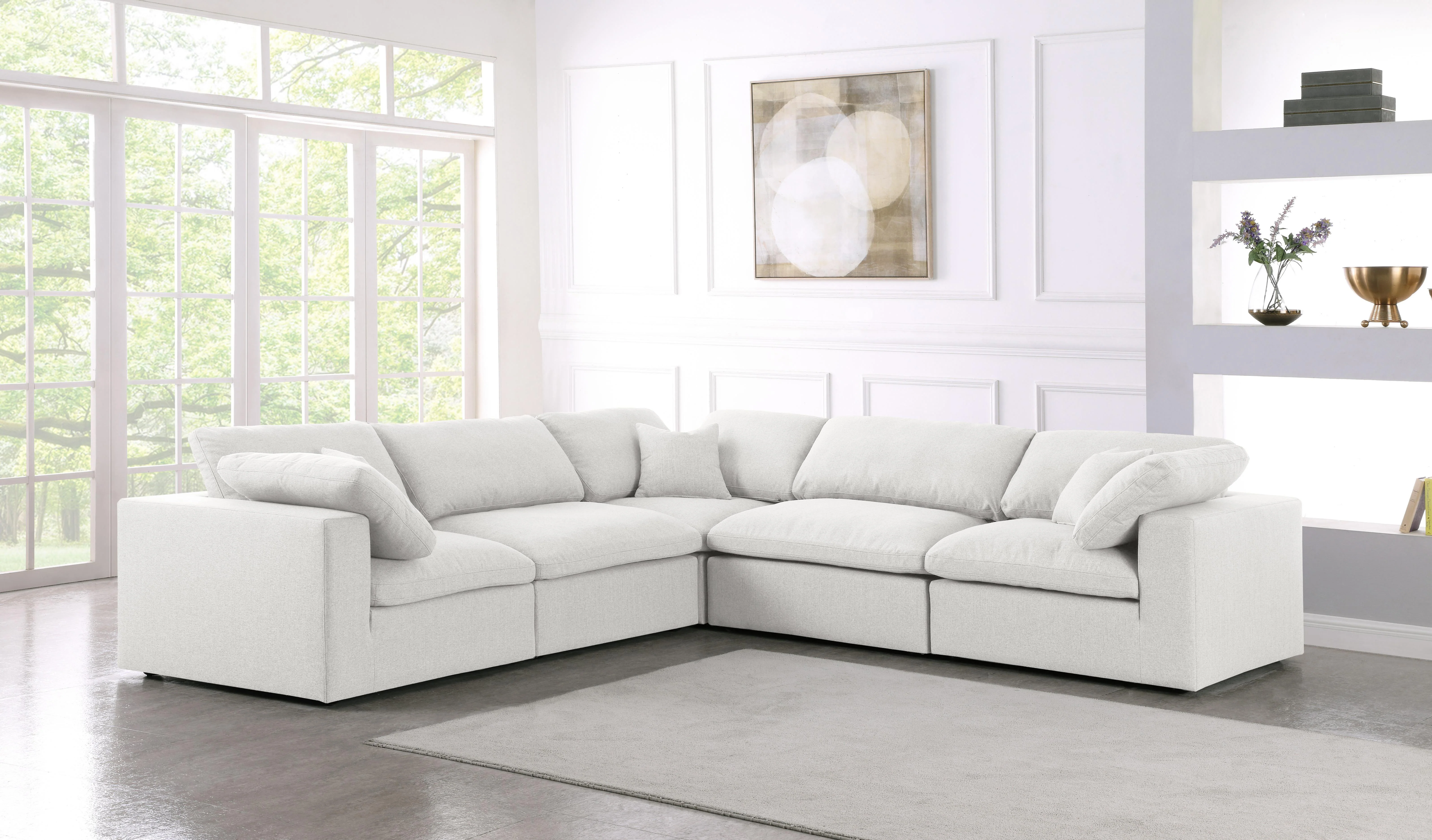 Serene Cream Linen Fabric Deluxe Cloud Modular Sectional - Image 22