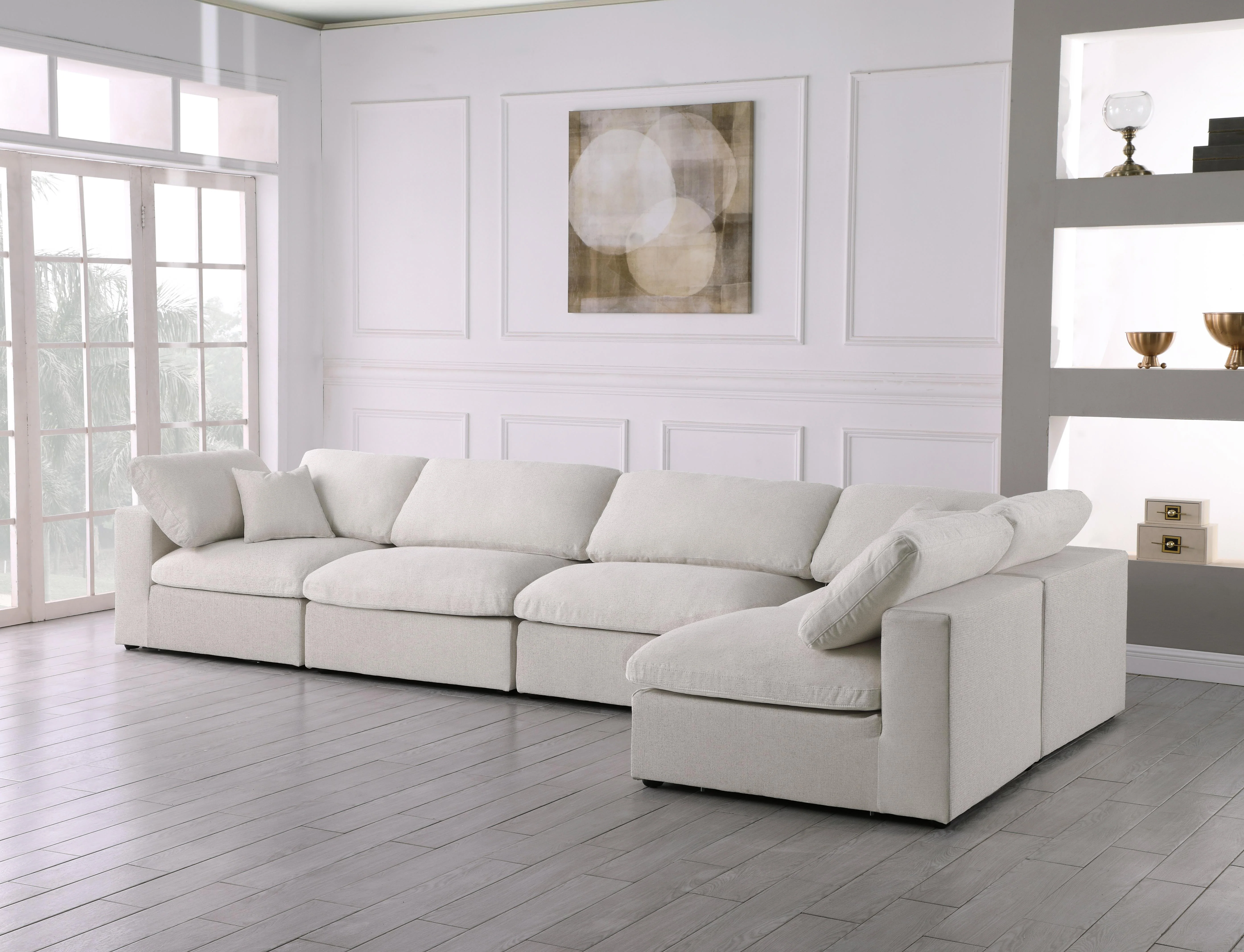Serene Cream Linen Fabric Deluxe Cloud Modular Sectional - Image 26