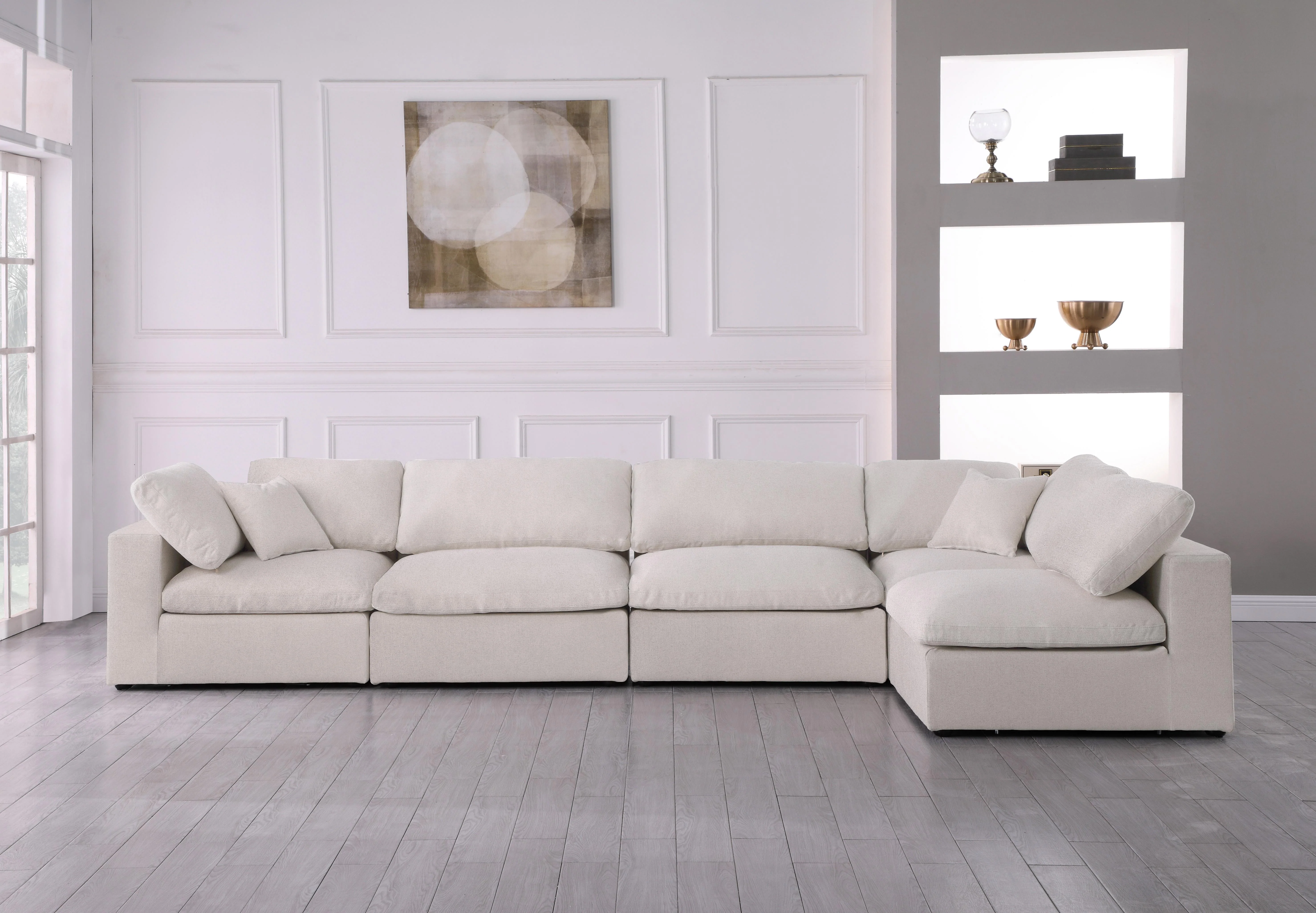 Serene Cream Linen Fabric Deluxe Cloud Modular Sectional - Image 27