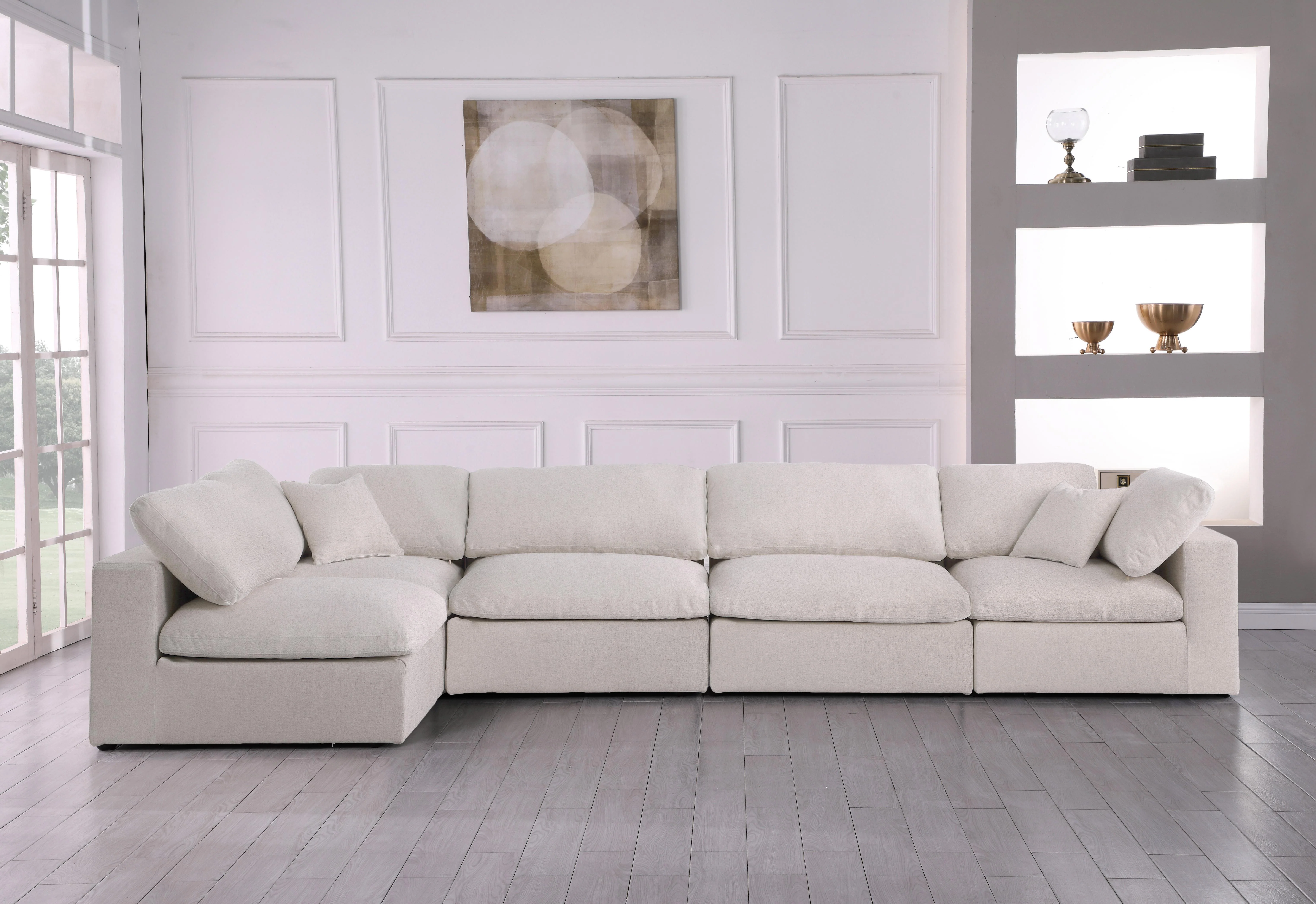 Serene Cream Linen Fabric Deluxe Cloud Modular Sectional - Image 28