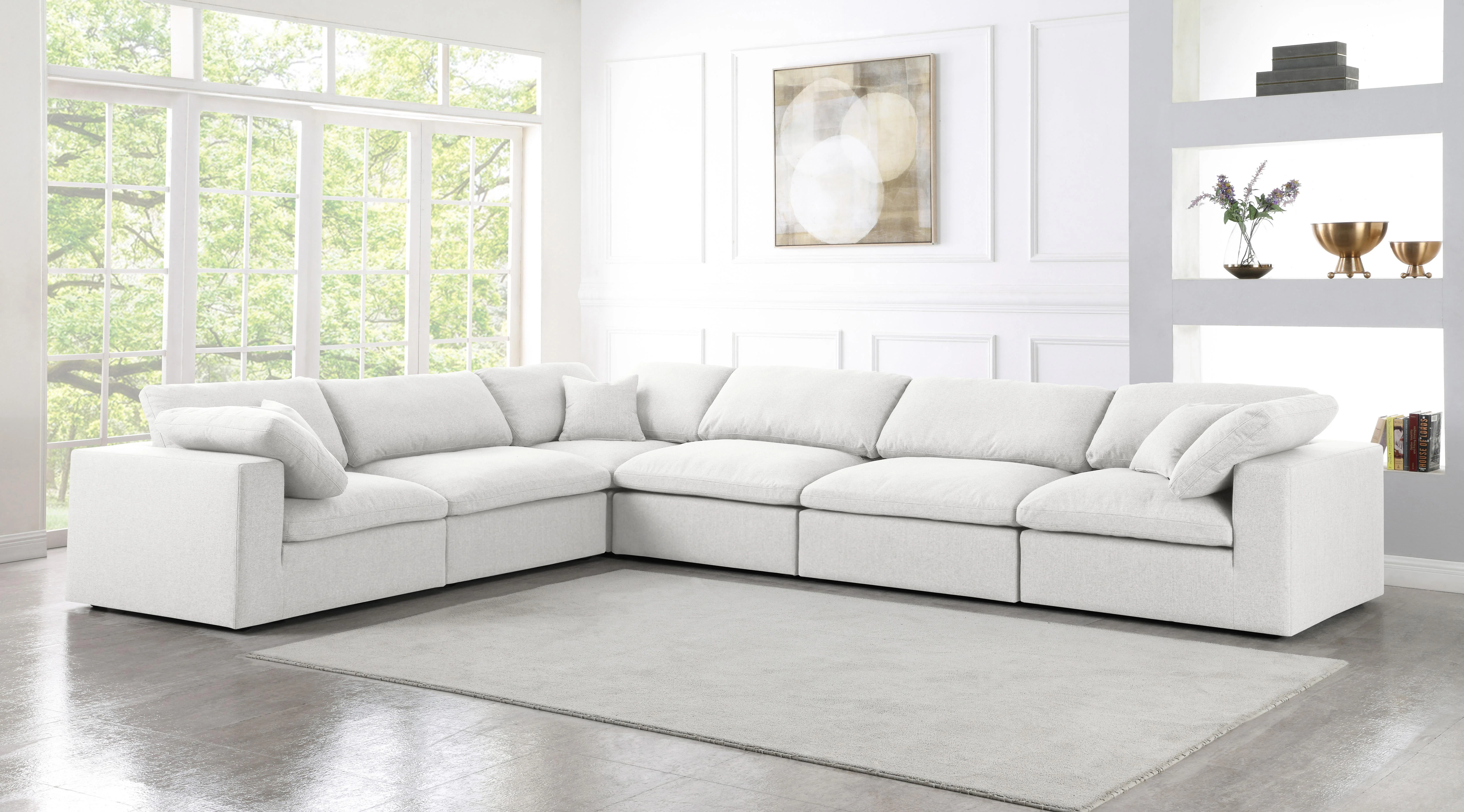 Serene Cream Linen Fabric Deluxe Cloud Modular Sectional - Image 33