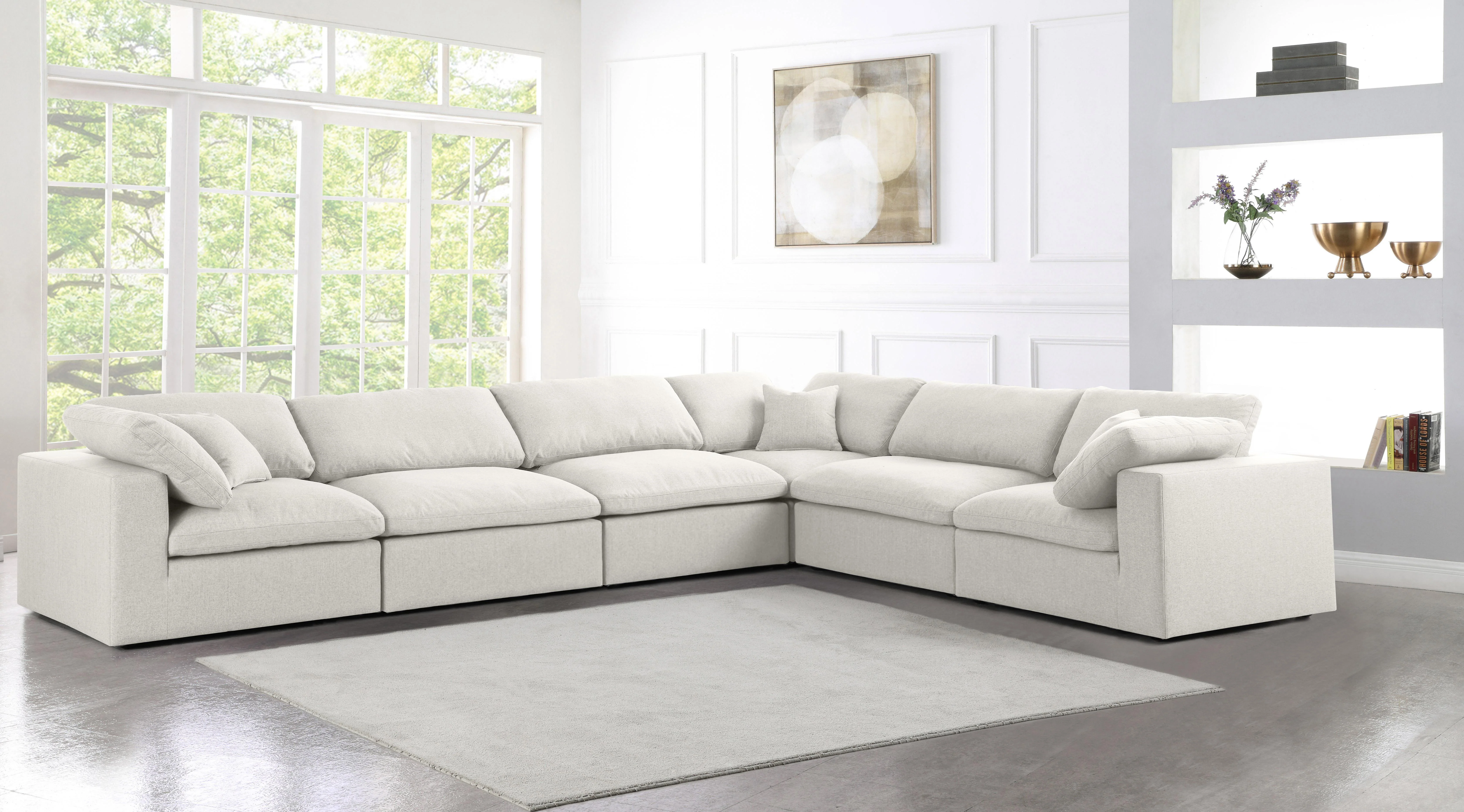 Serene Cream Linen Fabric Deluxe Cloud Modular Sectional - Image 34