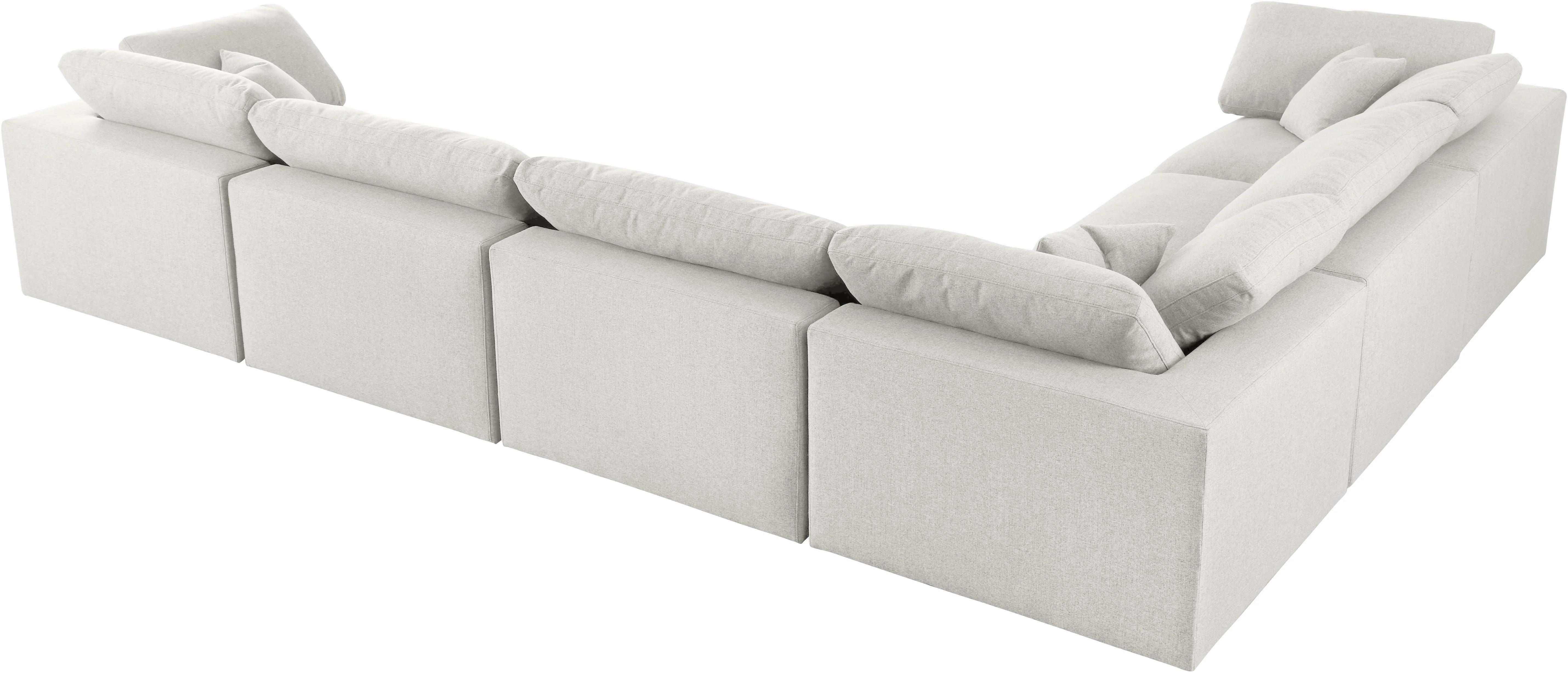 Serene Cream Linen Fabric Deluxe Cloud Modular Sectional - Image 36