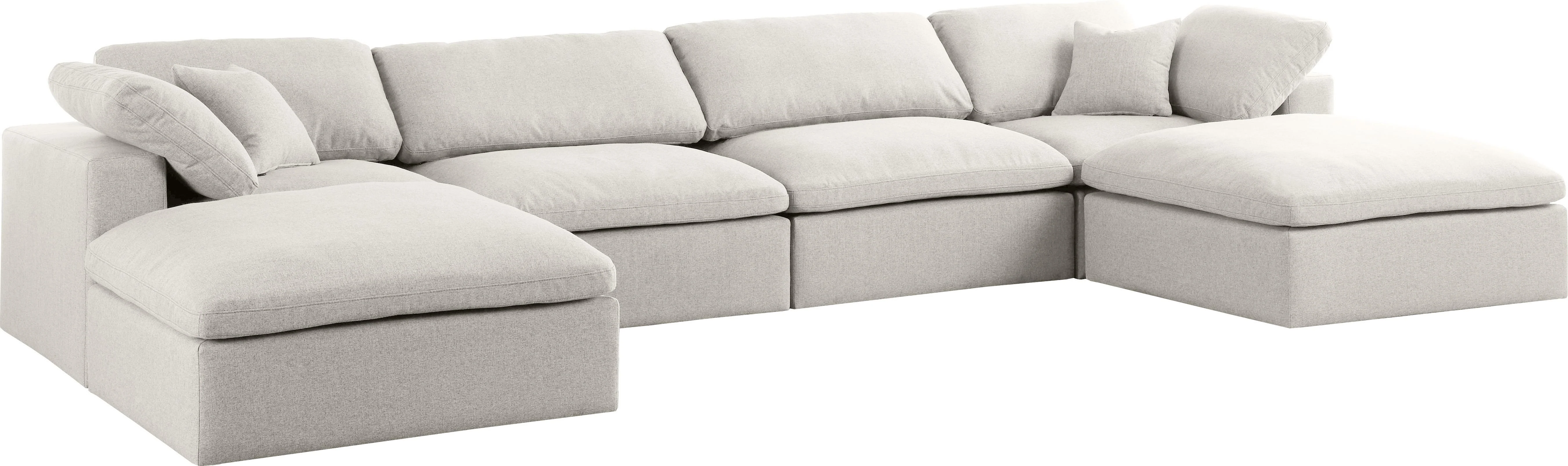 Serene Cream Linen Fabric Deluxe Cloud Modular Sectional - Image 37