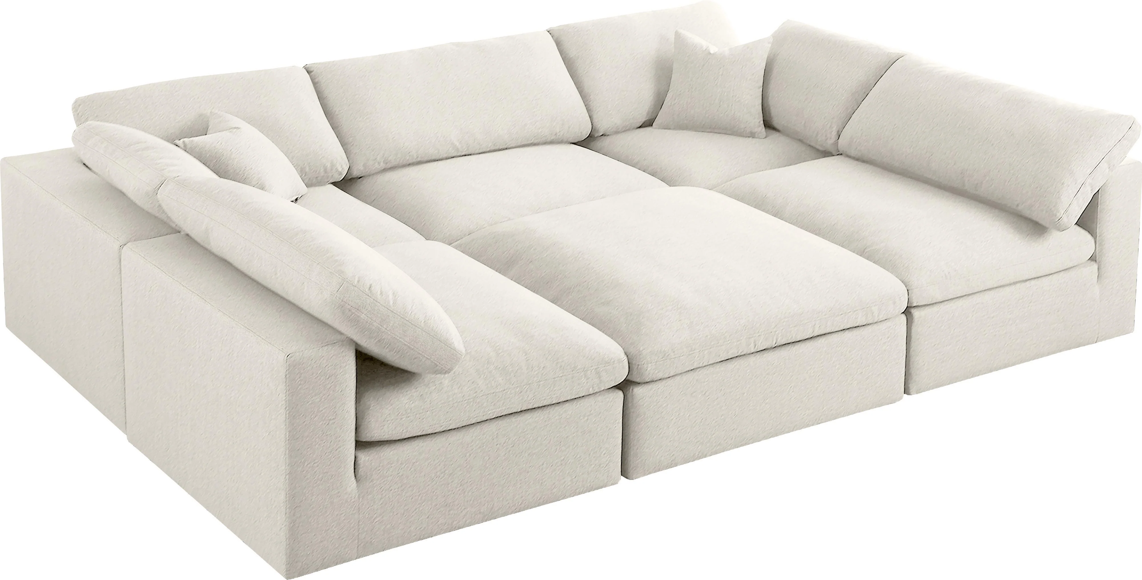 Serene Cream Linen Fabric Deluxe Cloud Modular Sectional - Image 40