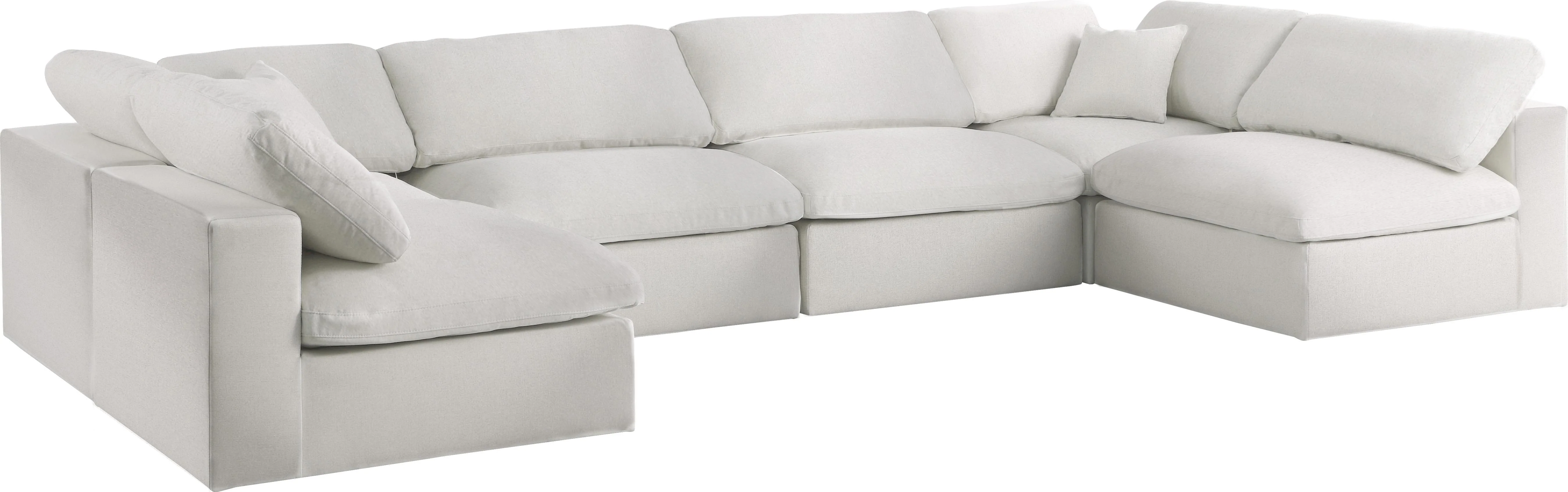Serene Cream Linen Fabric Deluxe Cloud Modular Sectional - Image 44