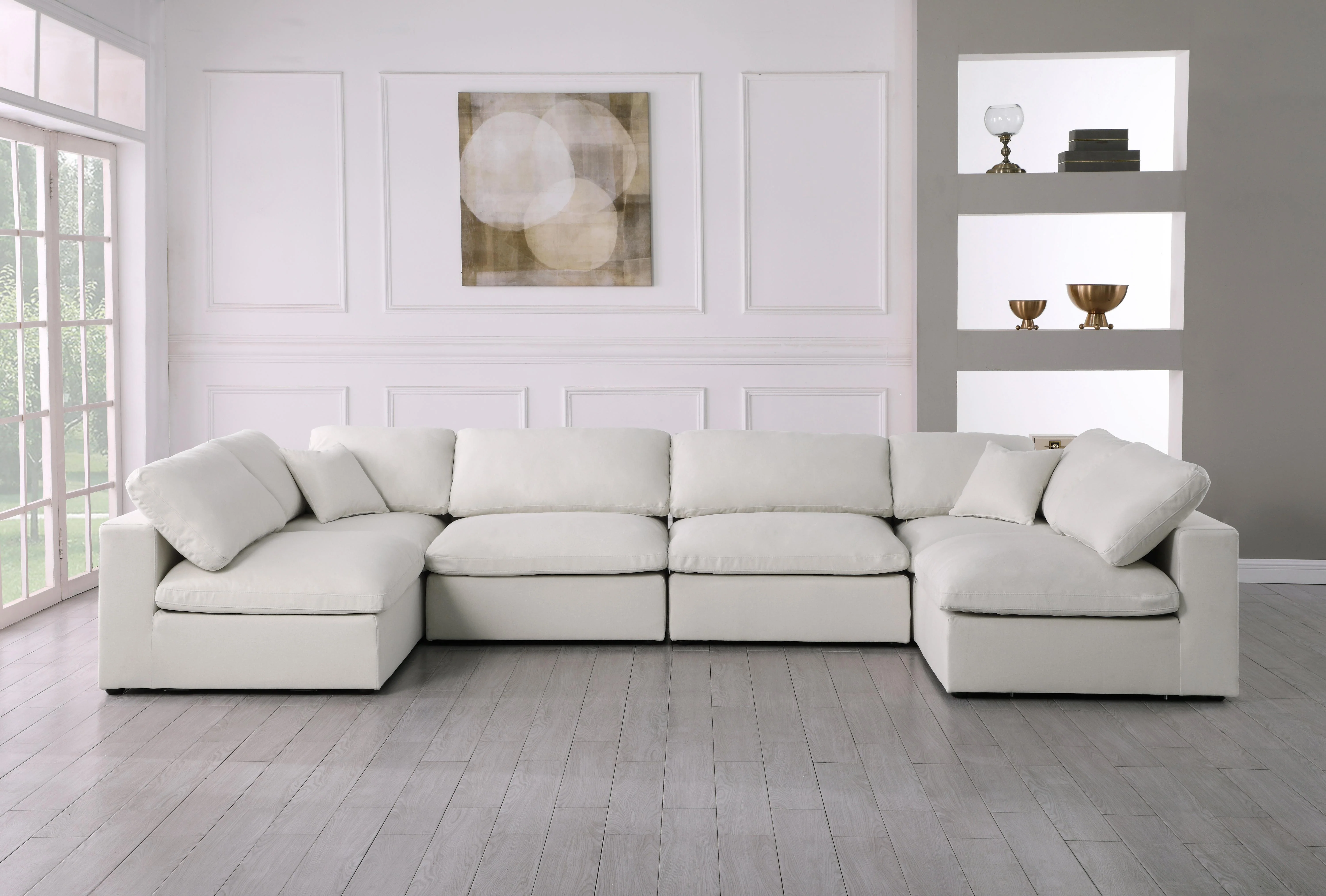Serene Cream Linen Fabric Deluxe Cloud Modular Sectional - Image 45