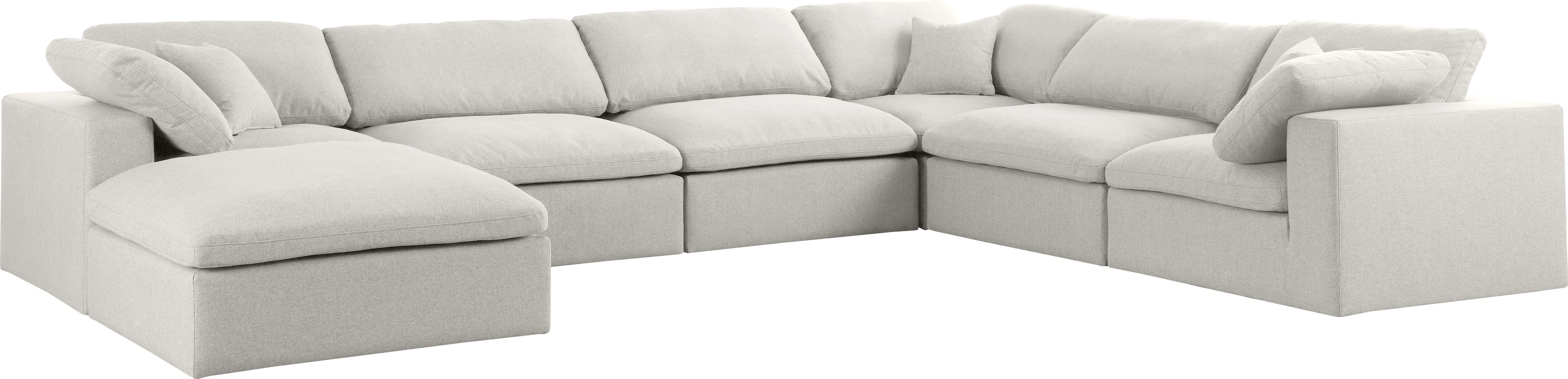 Serene Cream Linen Fabric Deluxe Cloud Modular Sectional - Image 48