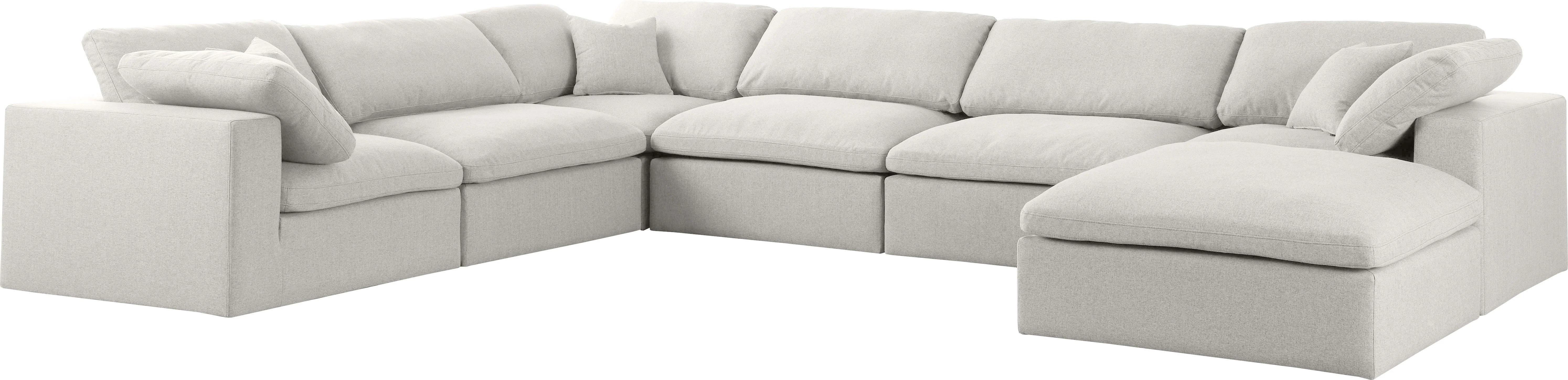 Serene Cream Linen Fabric Deluxe Cloud Modular Sectional - Image 49
