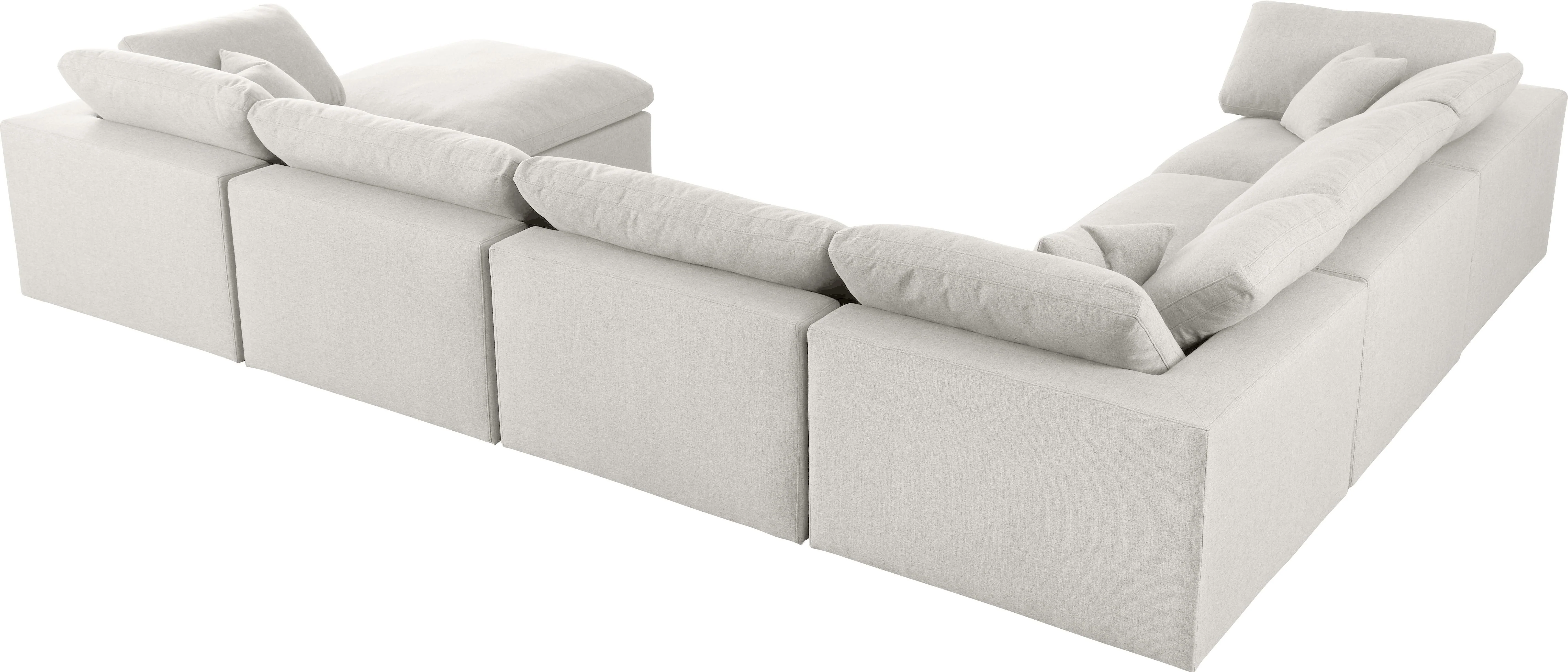 Serene Cream Linen Fabric Deluxe Cloud Modular Sectional - Image 53