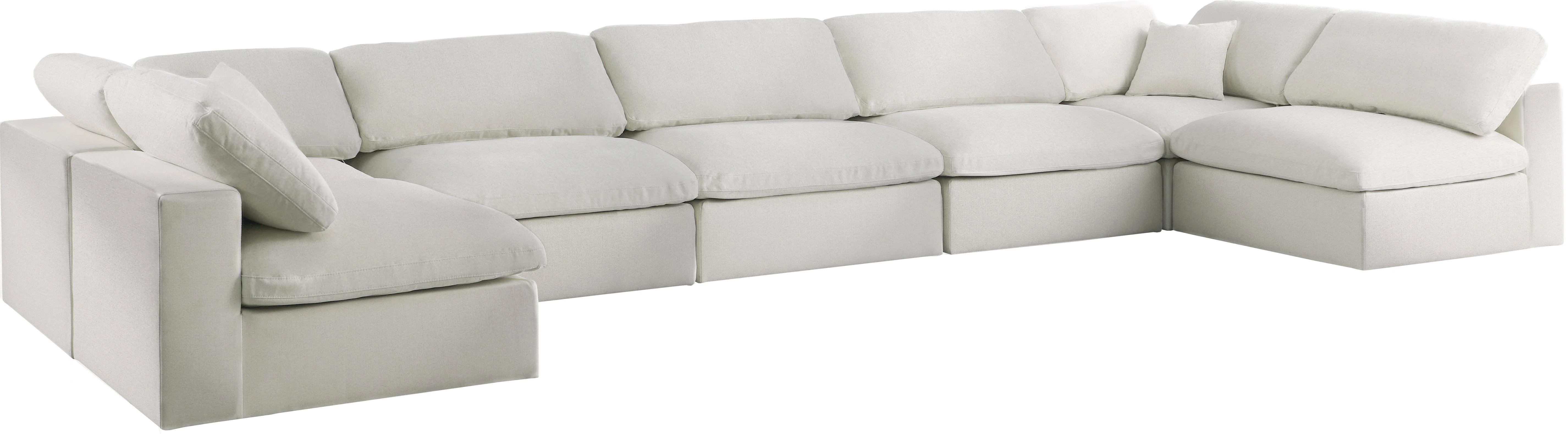 Serene Cream Linen Fabric Deluxe Cloud Modular Sectional - Image 54