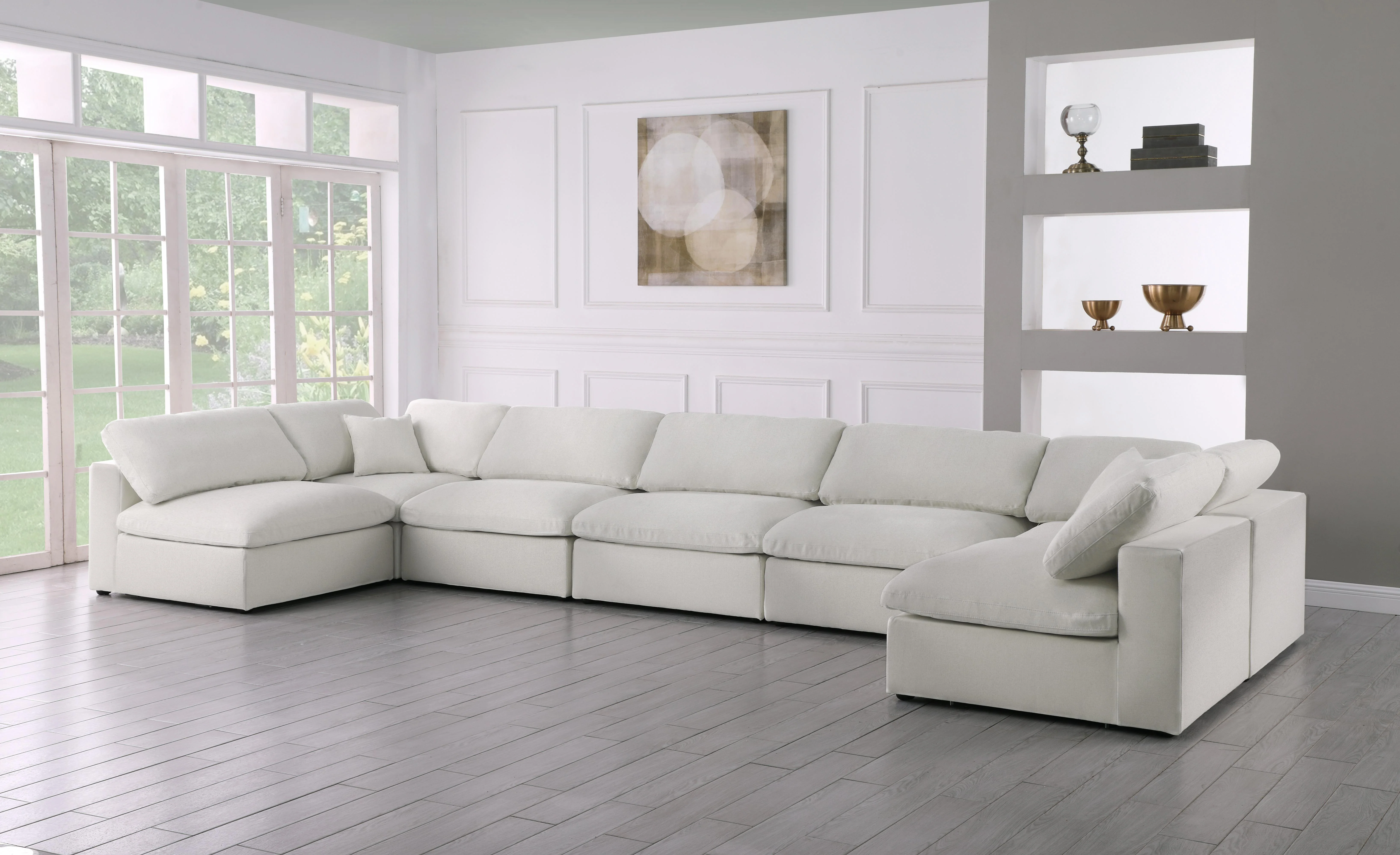 Serene Cream Linen Fabric Deluxe Cloud Modular Sectional - Image 55