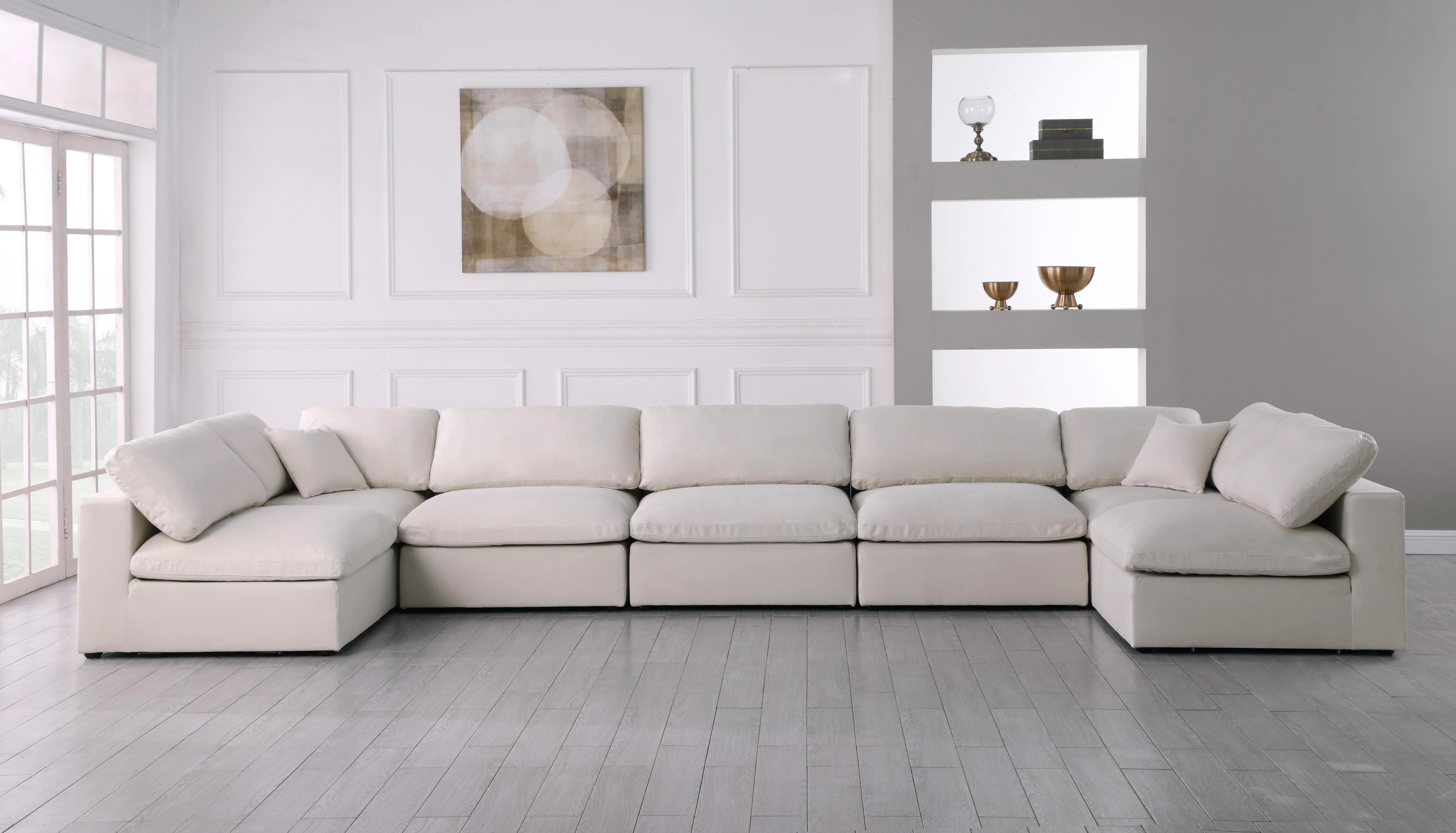 Serene Cream Linen Fabric Deluxe Cloud Modular Sectional - Image 56